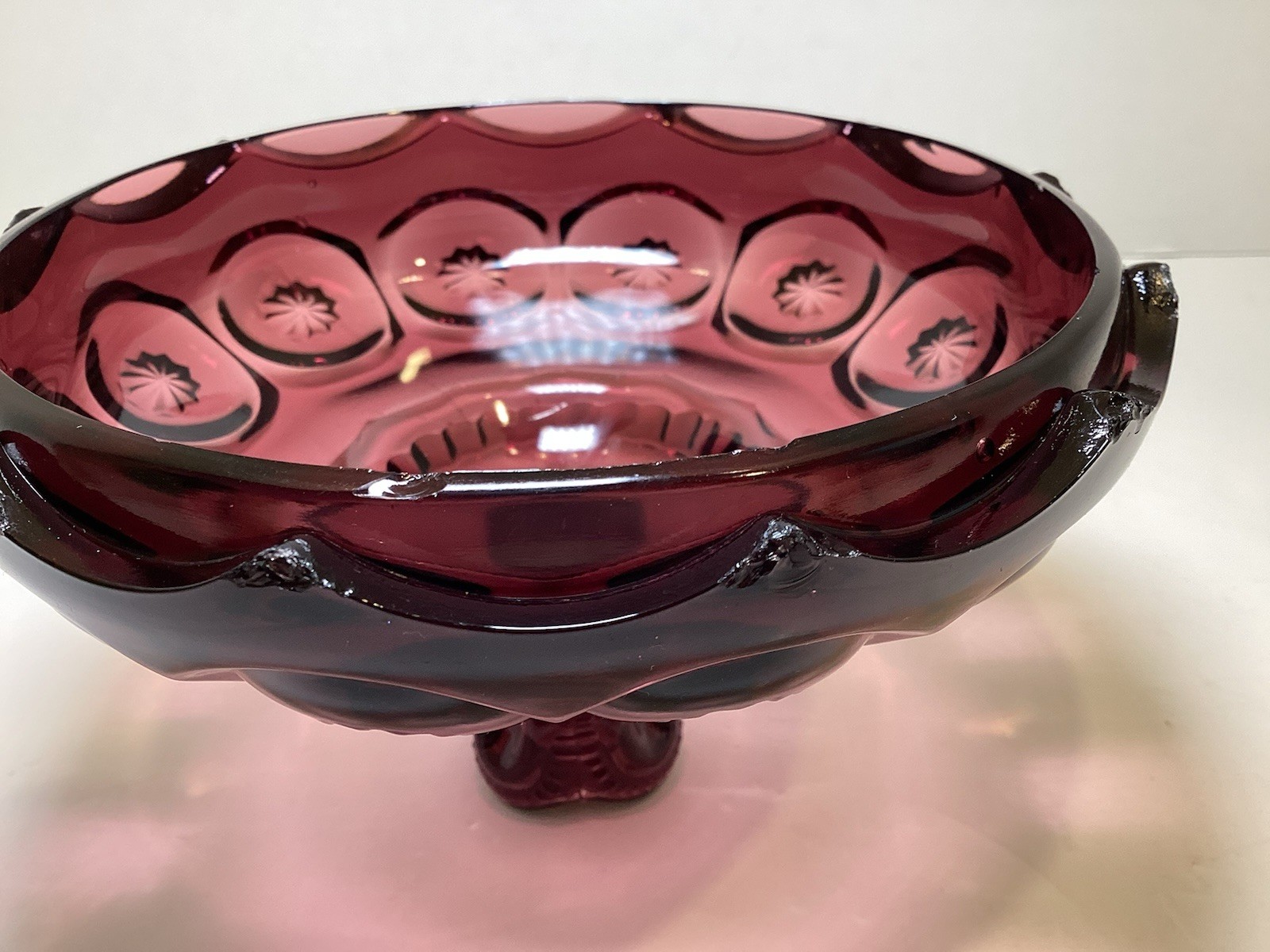 Vintage LE Smith Moon & Stars Amethyst Purple Glass Candy Dish LID ONLY *CHIPPED