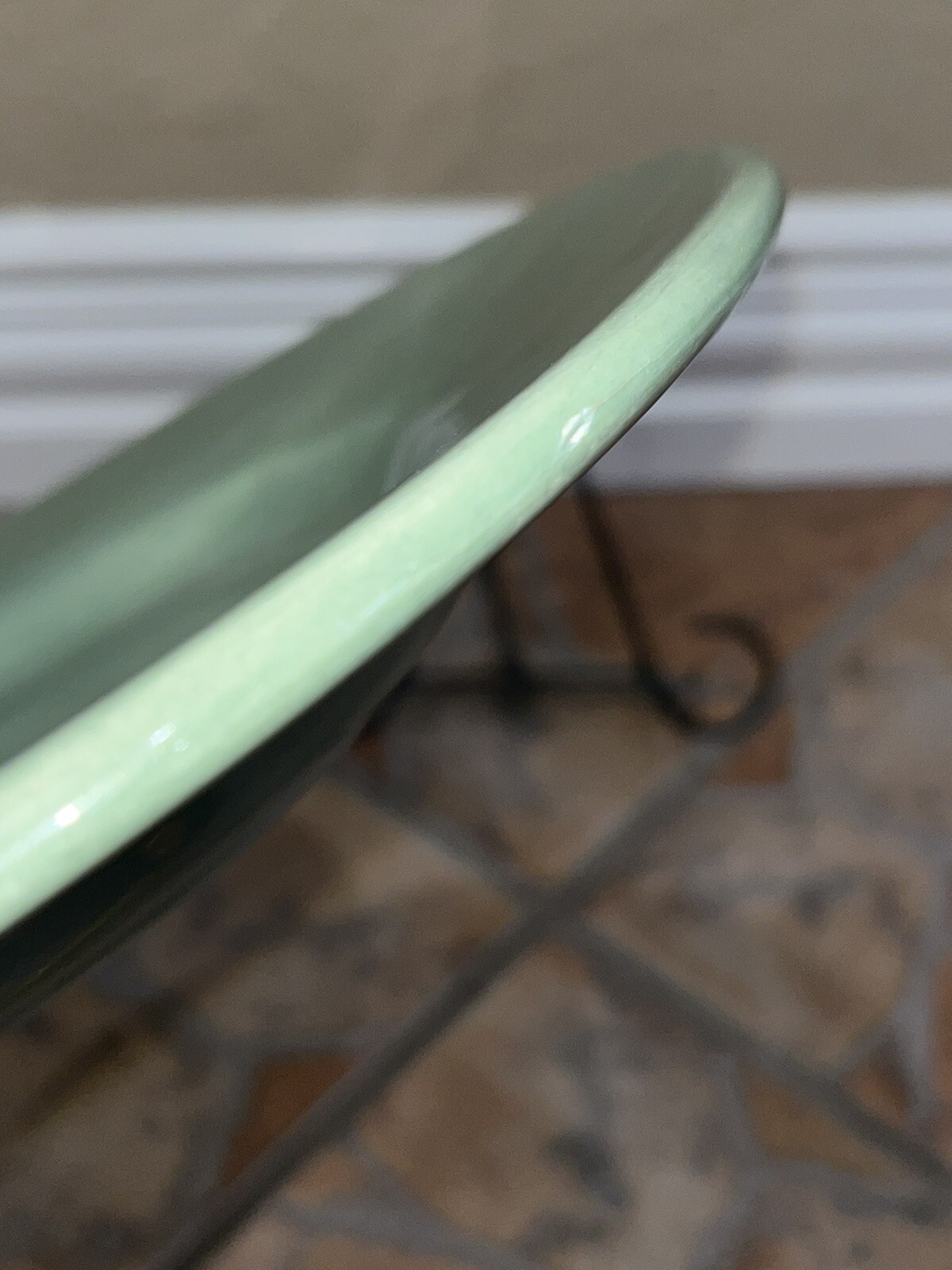 Pottery Barn Sausalito 10” Plate Light Green 1 Chip See Picture