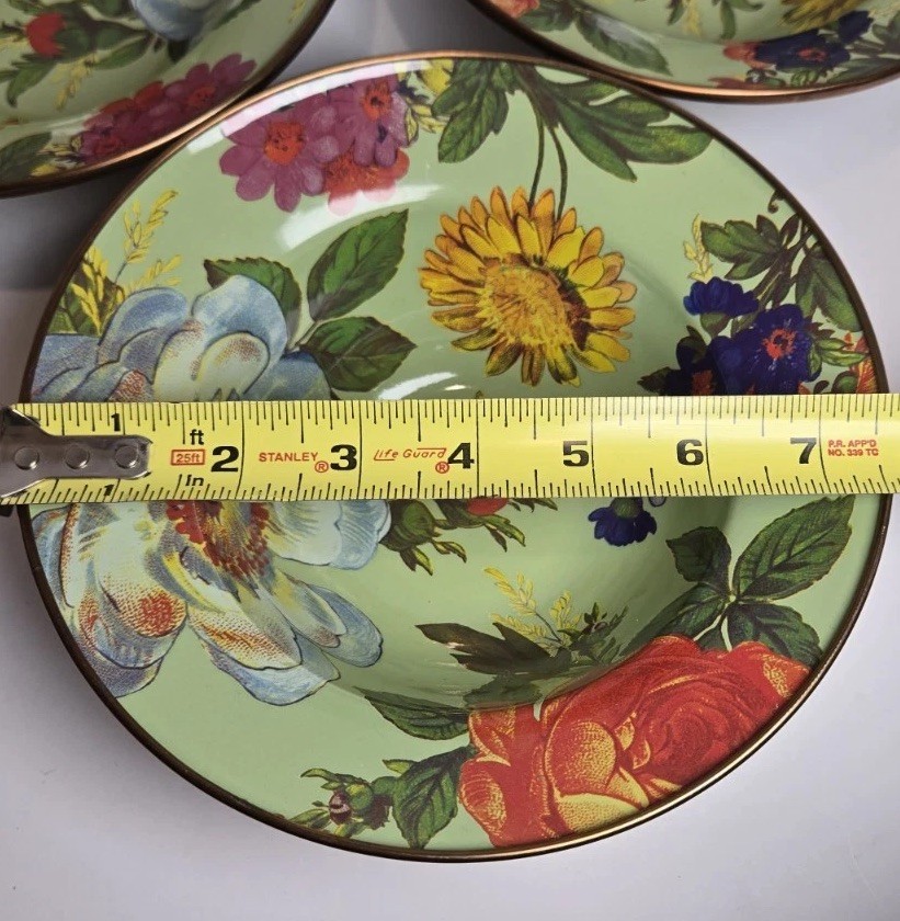 MacKenzie Childs Green Flower Market 7.75″ Enamel Single Bowl Retired