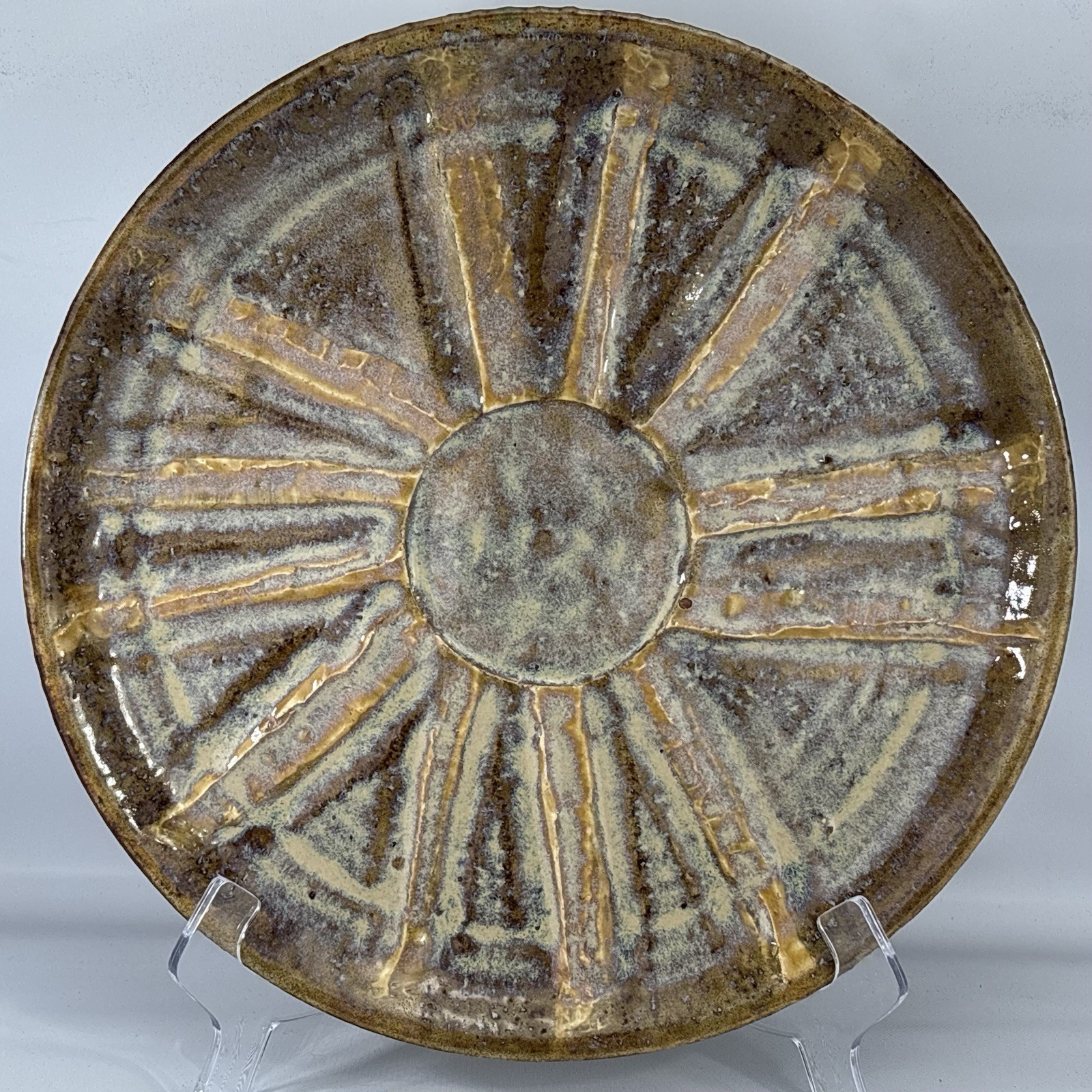 NICE 1988 Louisiana Studio Art Pottery 11” Handcrafted Sunburst Serving Platter