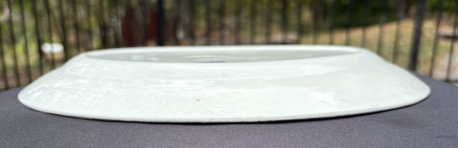 Rare F. Winkle & Co. Ltd England Blue Old Nankin 12″ Oval Platter Gold Trim VGUC