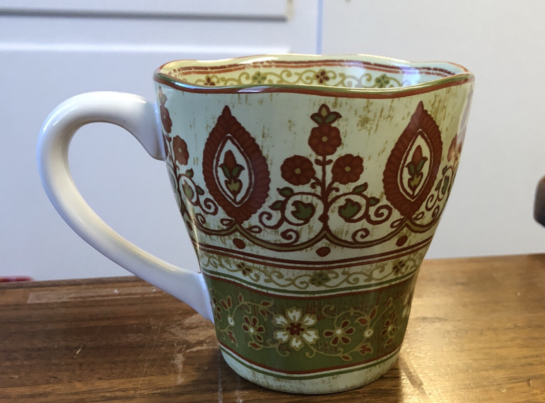 222 FIFTH – 1 Porcelain Fine China Coffee Mug /Cup KASHMIR Pattern 12oz -4.25″ H