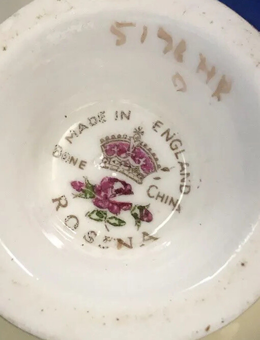 Rosina Bone China England Footed Tea Cup Saucer Cabbage Roses Gold #5198?/HR