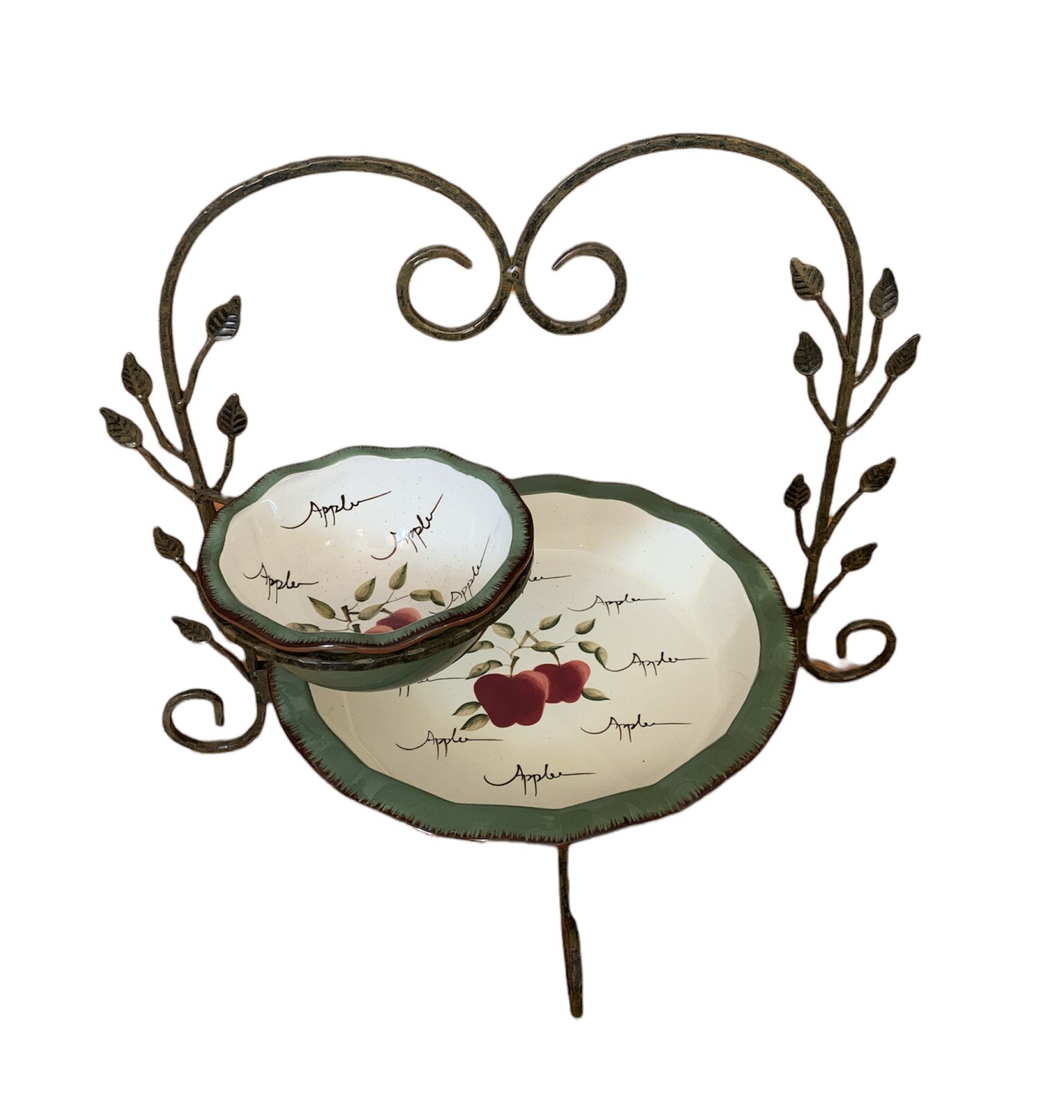 Home Interiors Apple Orchard Collection Dip And Chips Iron Tier Display Stand
