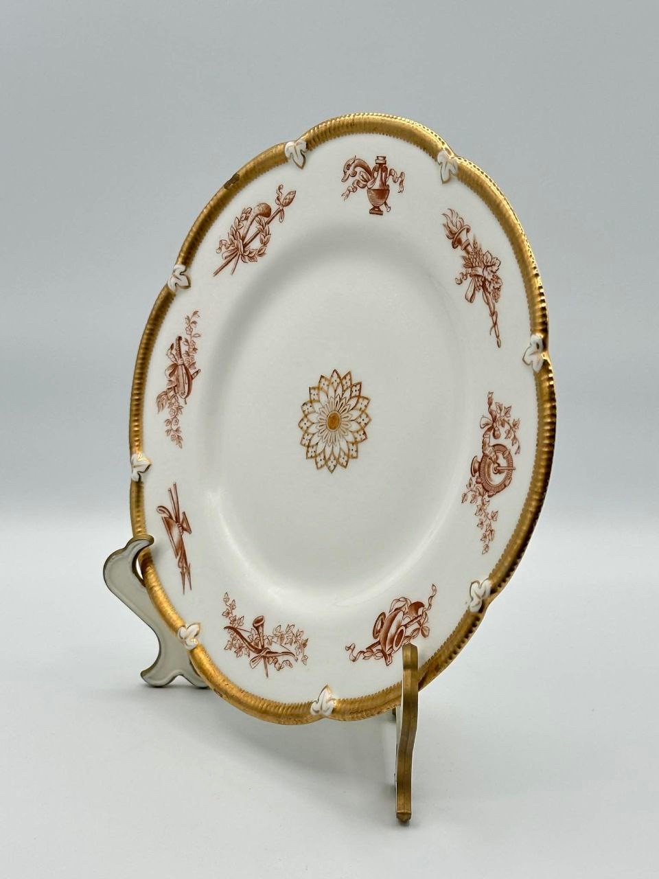 Set 4 Antique Victorian British Registered Design Plates 9″ Gilt c.1870s