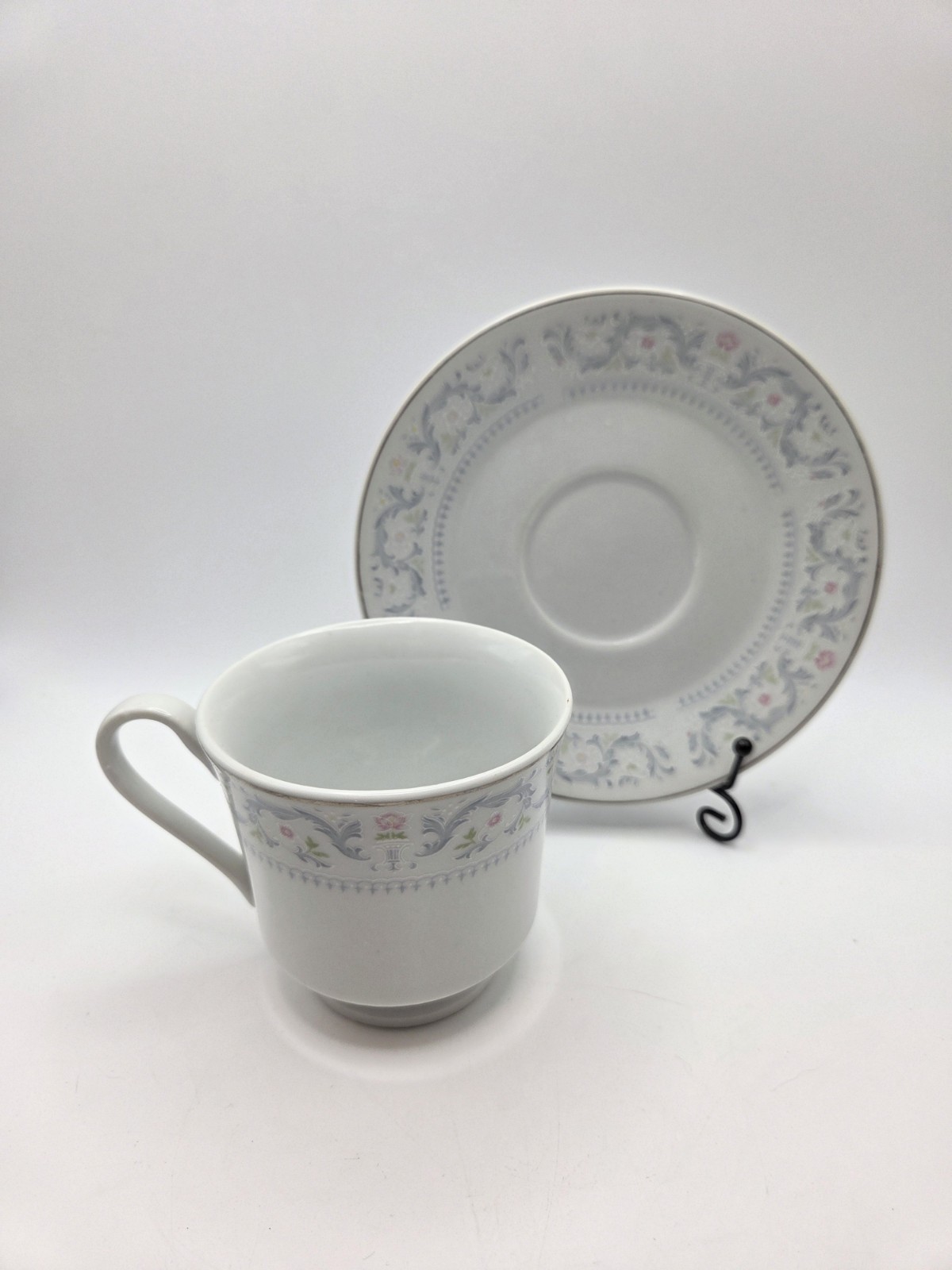 FTD Fine China Porcelain Cup and Saucer Pink Blue
