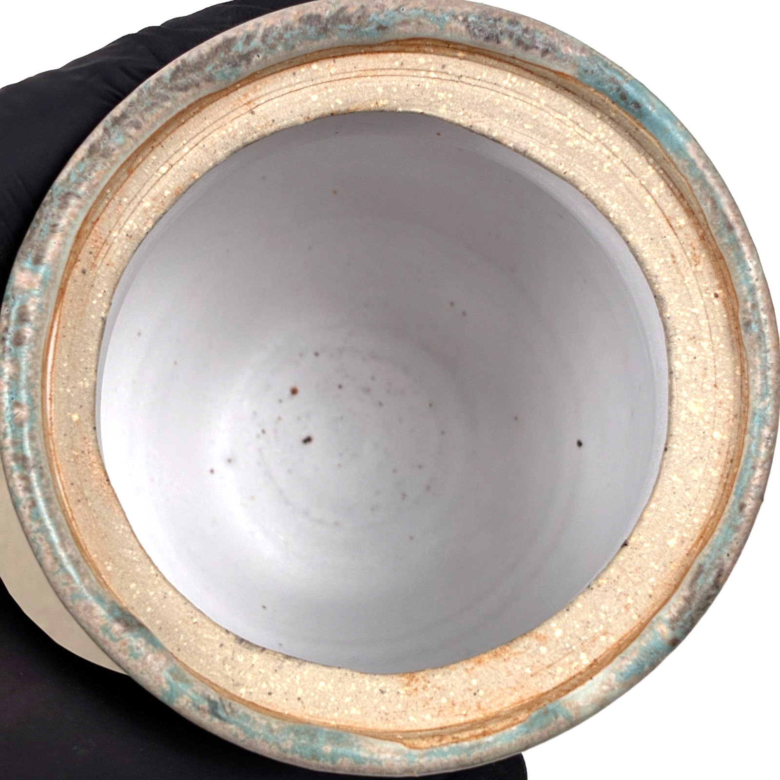 Studio Pottery Canister Jar With Lid Signed Blue Brown Drip Glaze