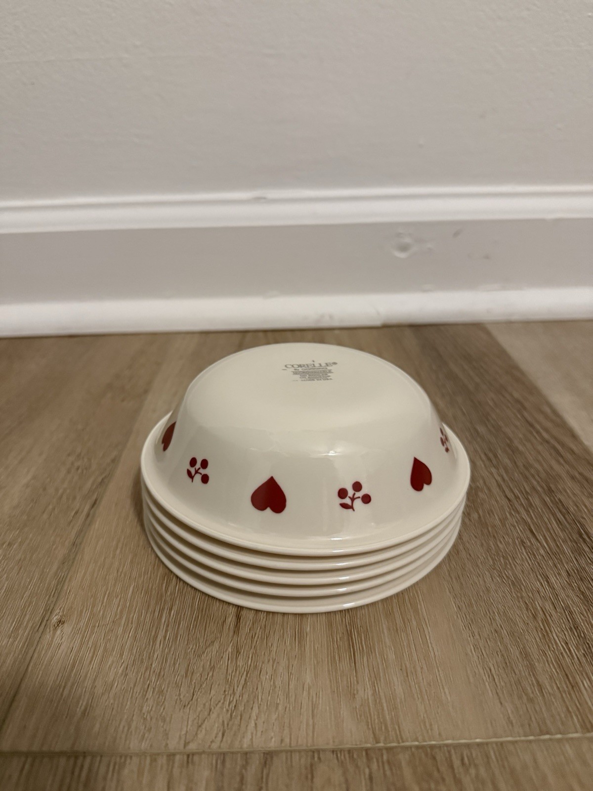 Set of 5 Corelle Hometown Heart & Cherries Berry Bowls 5.25”