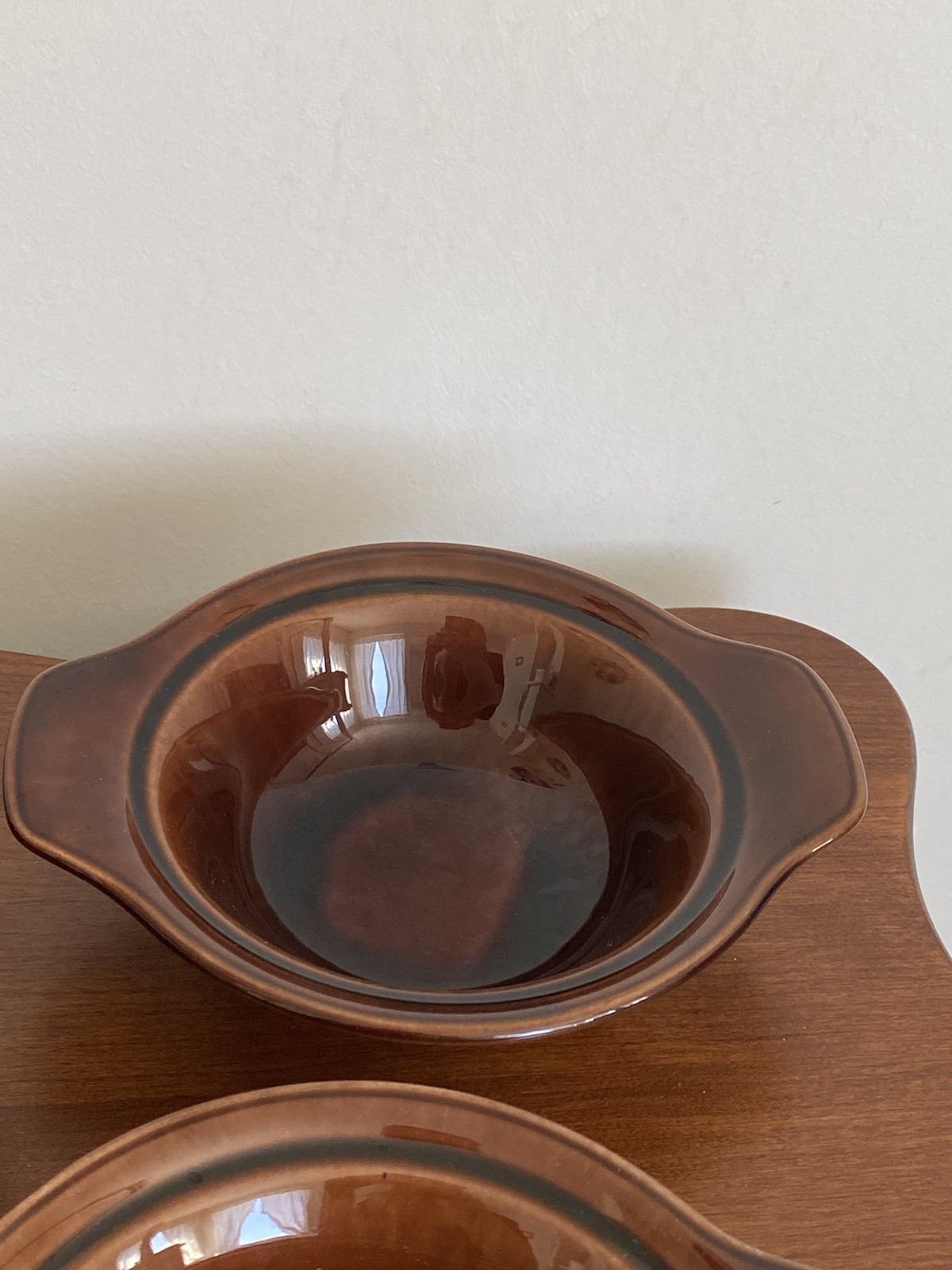 Set Of 6 Early California Brown Lugged Chowder Soup Bowls Vernon Kilns Vintage