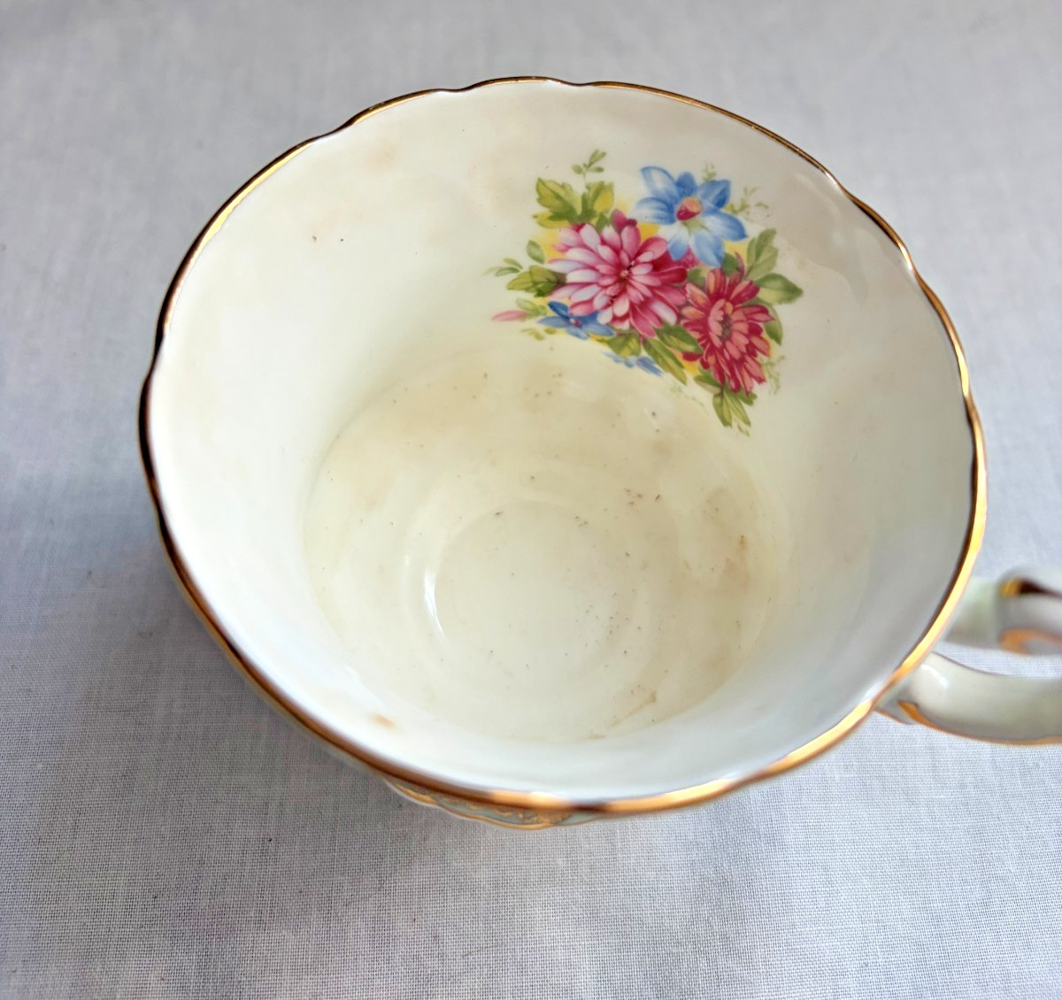 Vintage Paragon Fine Bone China Teacup & Saucer Pale Green Gold Floral England