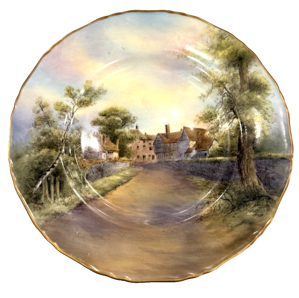 Pristine 1952 Royal Worcester Tewkesbury Plate Signed J. Smith 10.5″