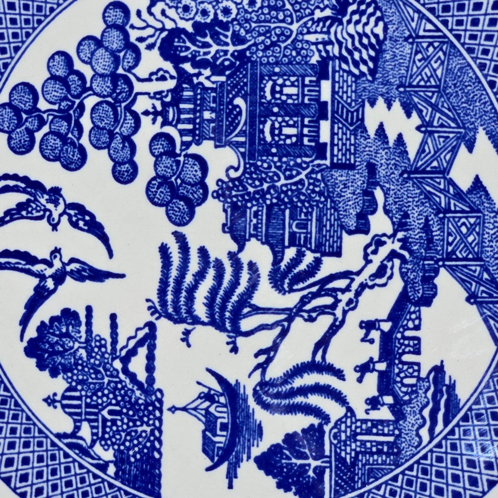 Vintage Blue Willow ware Handled Cake Plate Royal China Serving Tray Platter