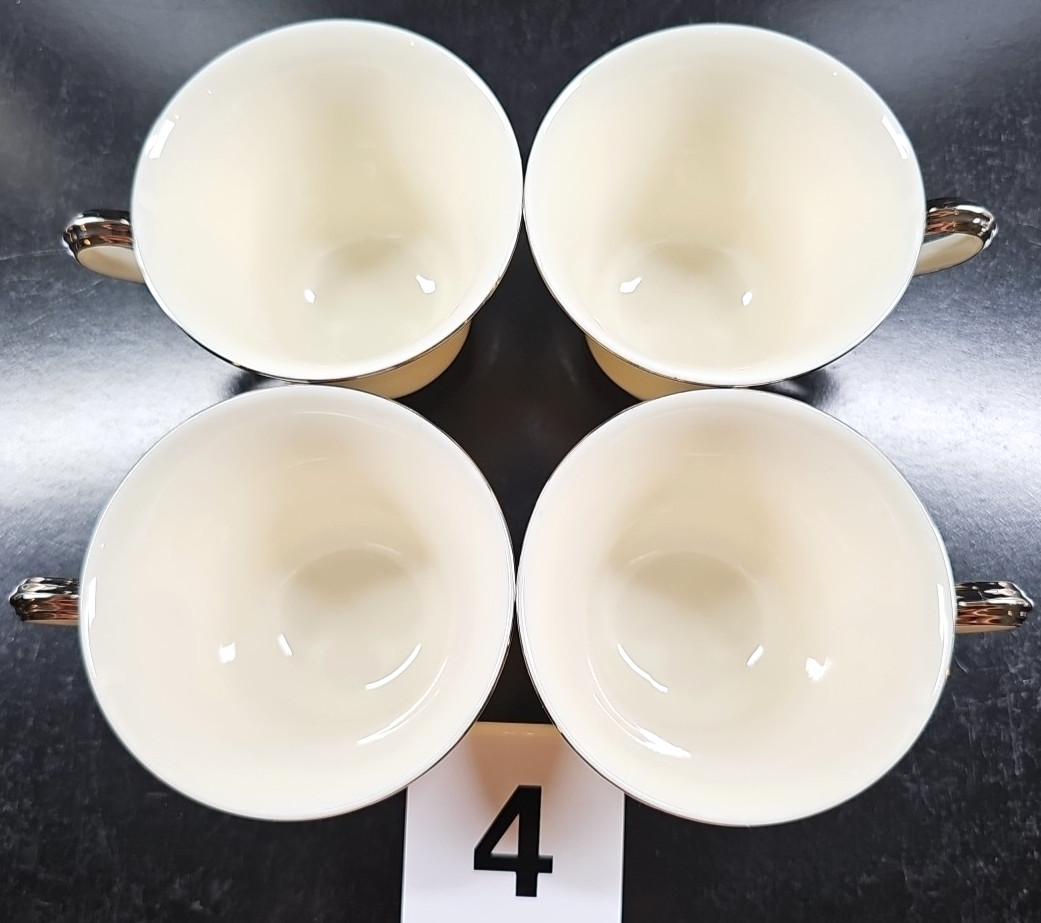 4) Lenox Solitaire 5 Pc Place Setting Vintage Elegant Platinum Dining Dishes Lot