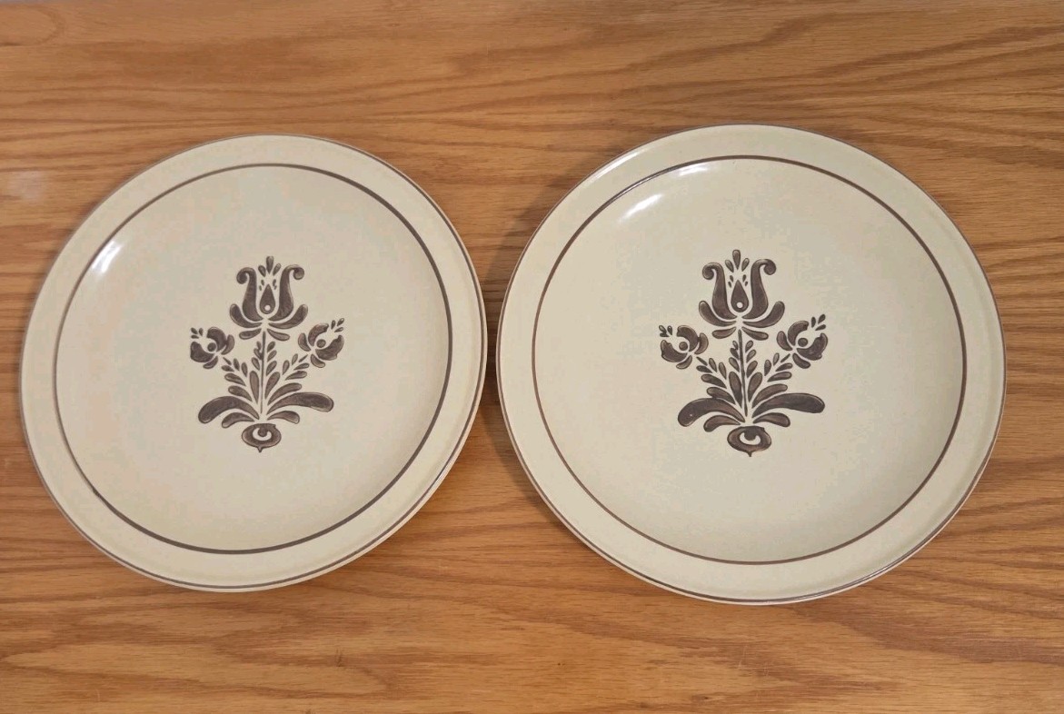 Set Of 2 Vintage Pfaltzgraff Village Pattern 10 1/2″ Dinner Plate Stoneware