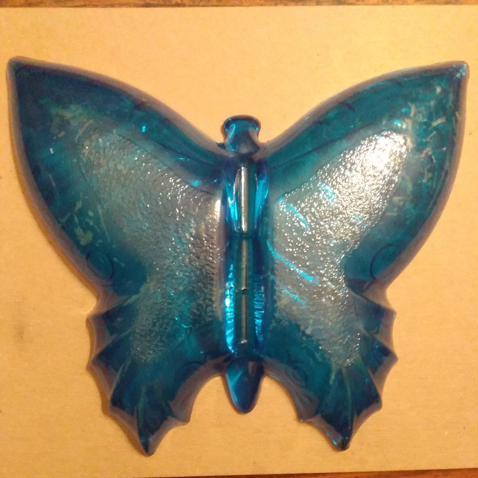 Vintage Glass Butterfly Dish cobalt blue