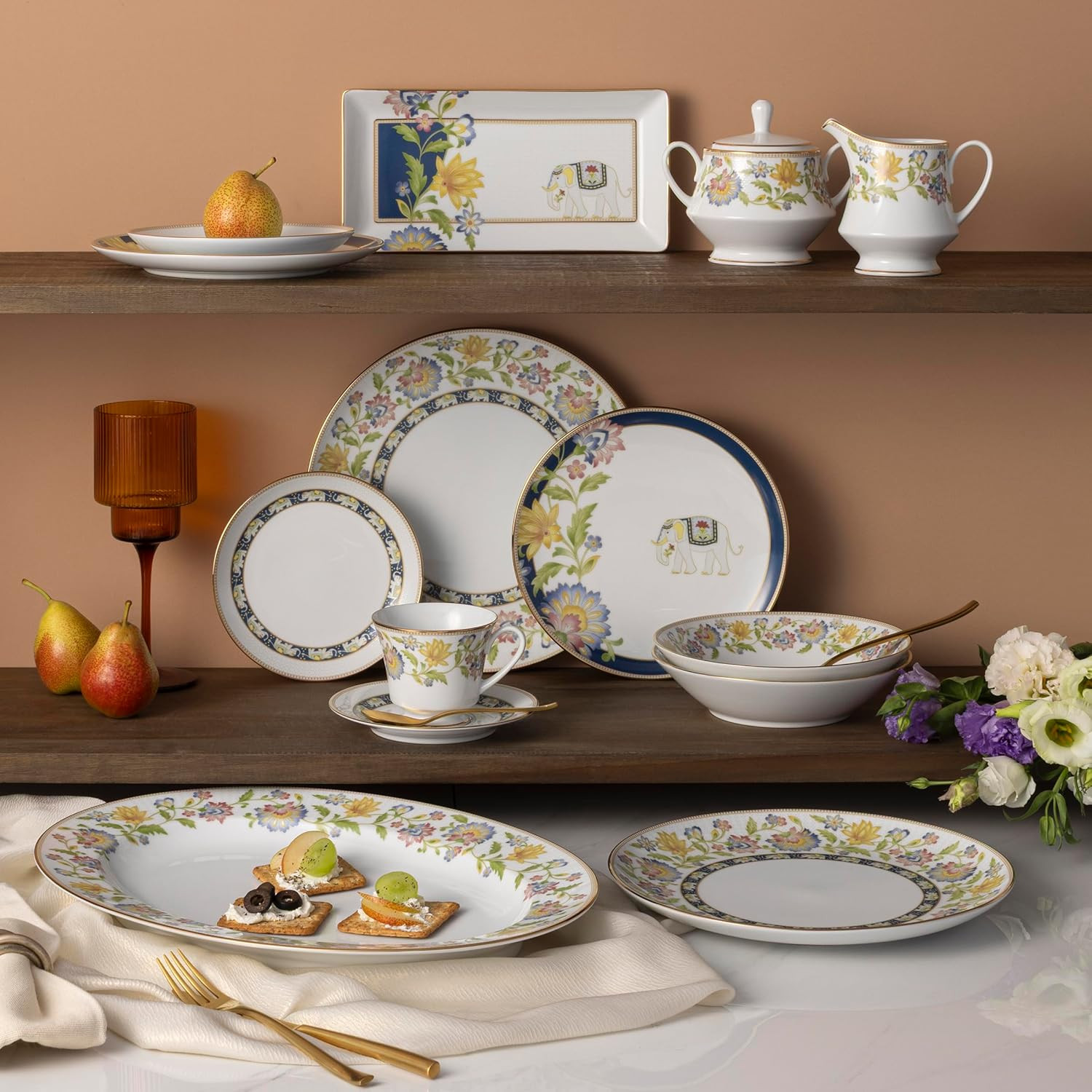Tusker Garden 5-Piece Dinnerware Set – Elegant Dining for One