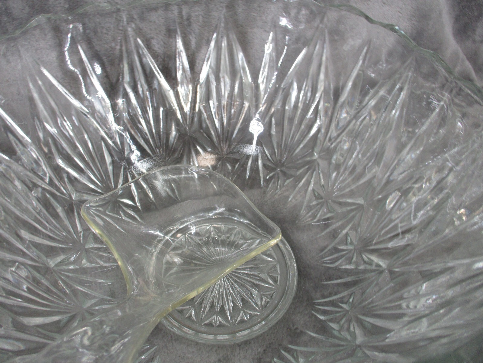Hazel Atlas William Sport Punch Bowl Cups Hooks Set Square Crystal Cut 25 Piece