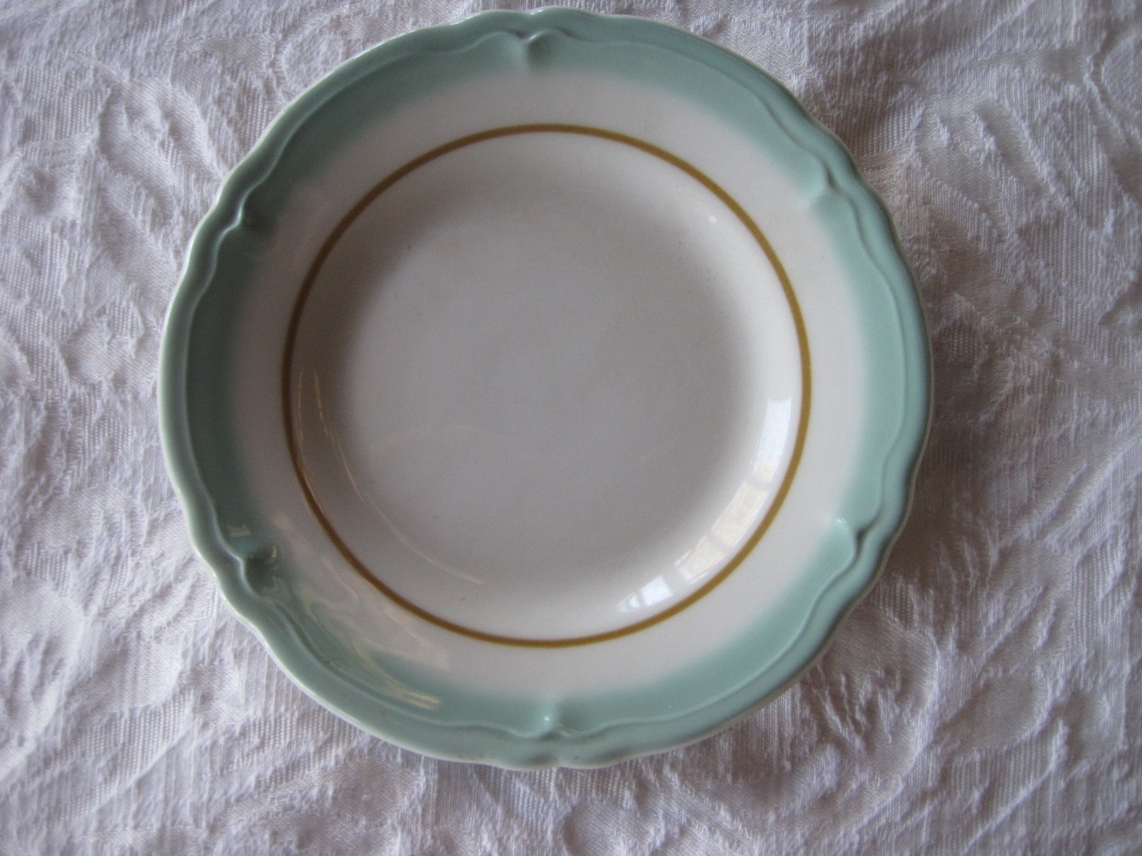 SHENANGO Airbrush Teal Restaurant Ware – Scalloped Rim – 2 Bread Plates 5 1/4