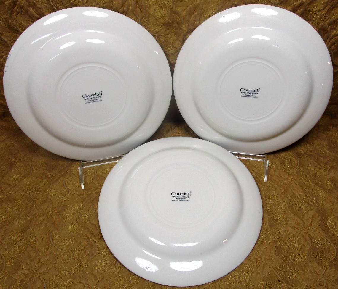 3 Churchill England BLUE WILLOW earthenware 10 3/8″ dinner plates-minor utensil