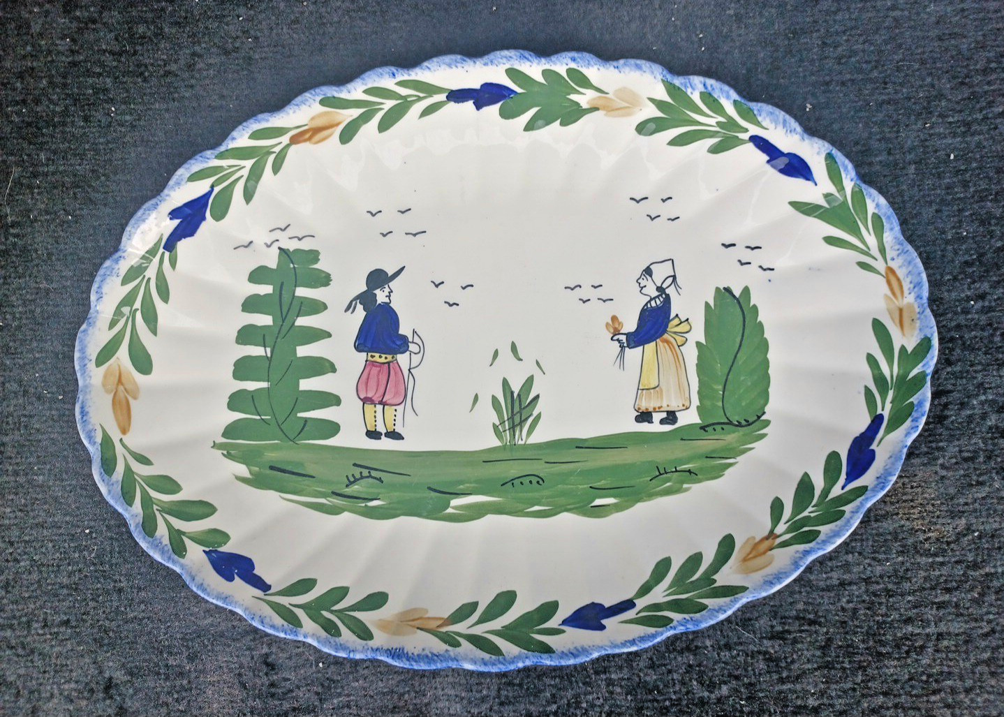 Blue Ridge Southern Pottery French Peasant 15″ Serving Platter Hand Painted USA