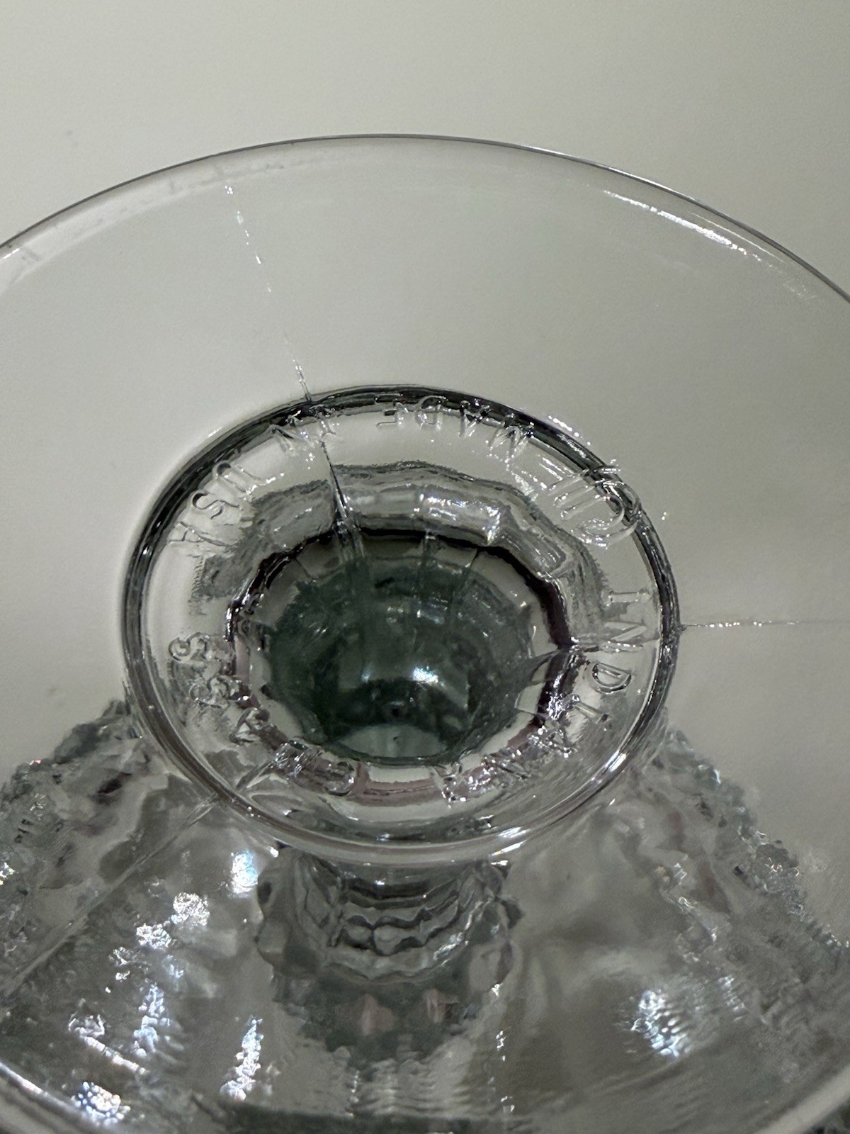INDIANA GLASS Co. Pedestal Diamond Point Compote Candy Dish Bowl Barely Blue USA