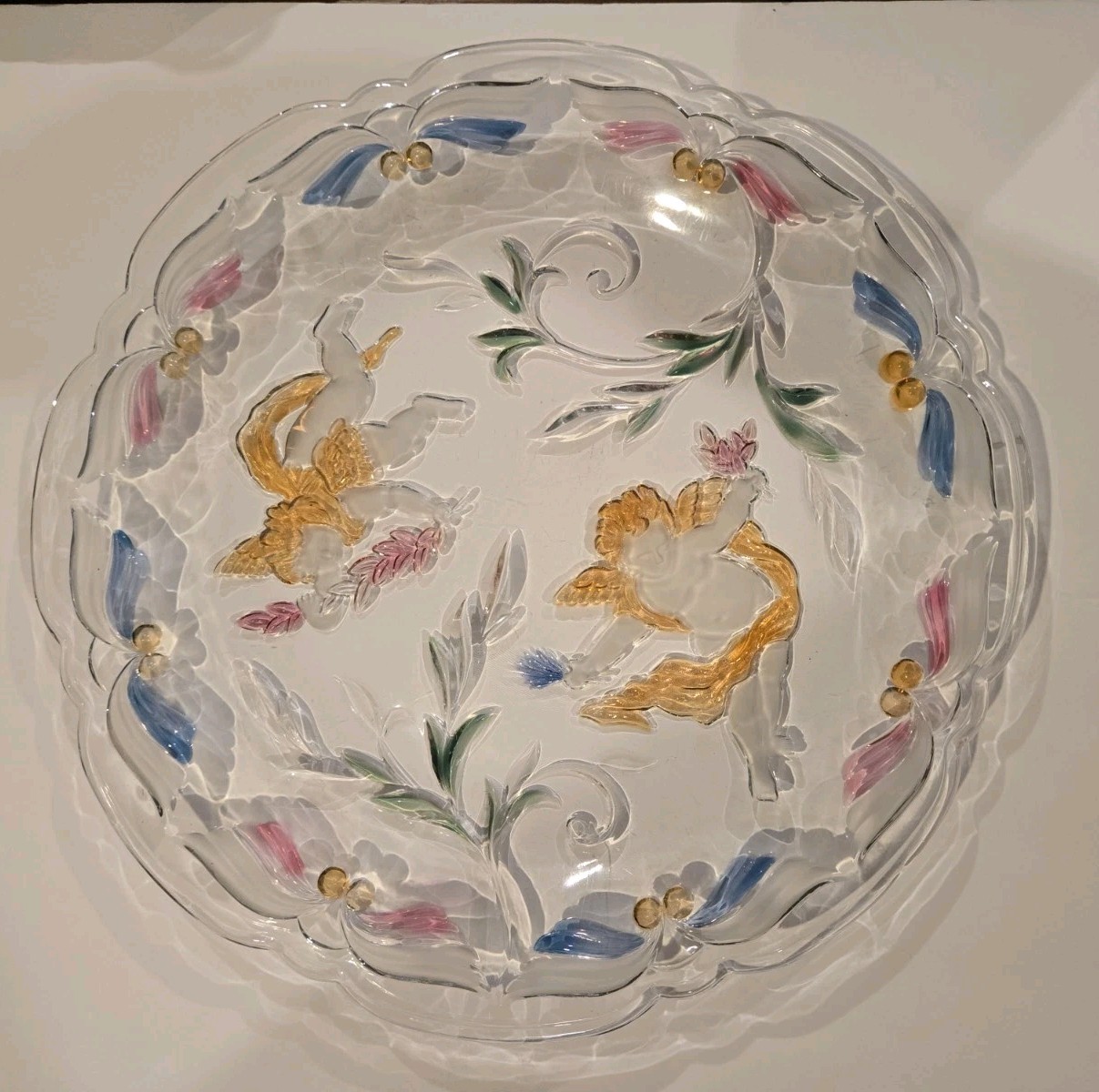 Mikasa Angel Cheer Crystal Hostess Platter Christmas Holiday 15″