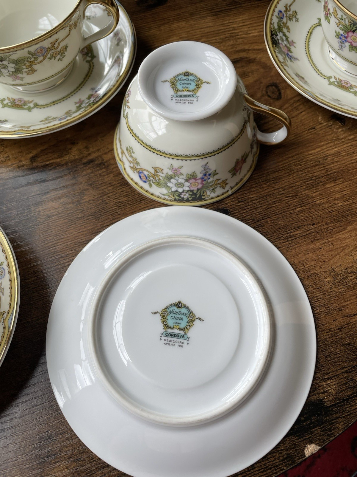 Noritake Tea Cup & Saucer Gold Floral China Vintage Set Cordova 1930’s Japan