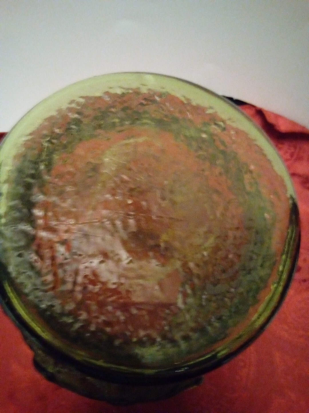 1970s Anchor Hocking Raised Rainforest PITCHER in Avocado Green GUC