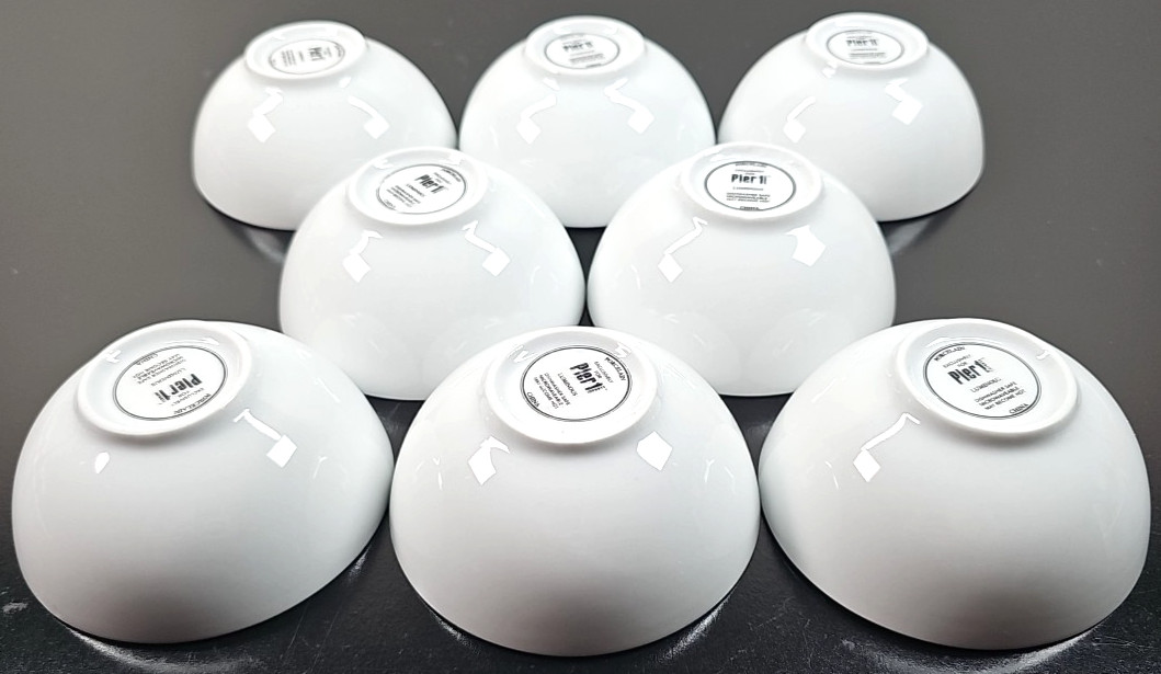 8) Pier 1 Luminous White Individual Dip Bowls Set Small Round Serving Dishes Lot