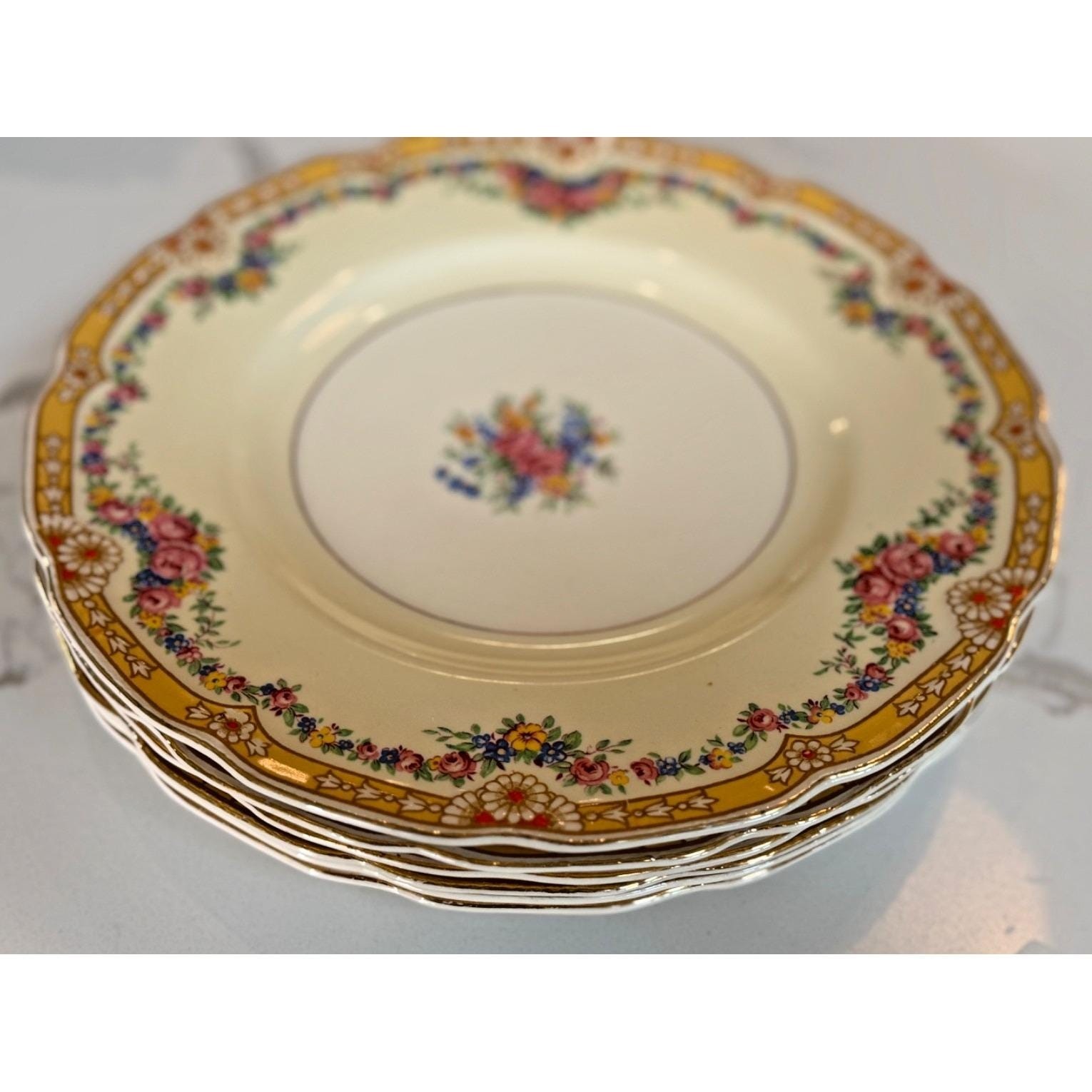 John Maddock & Sons-Royal Ivory- “Henley” Set of 3 Dinner Plates Floral Antique