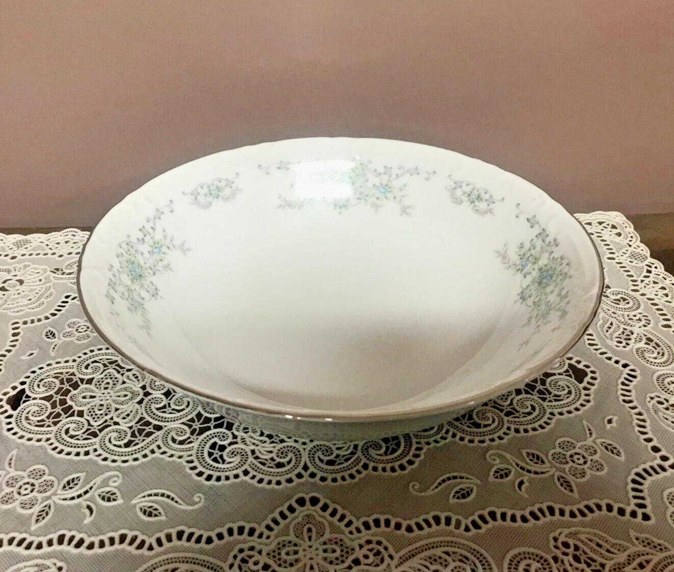 Vintage Theresa Pattern with Platinum Trim by NORLEANS Serving Bowl