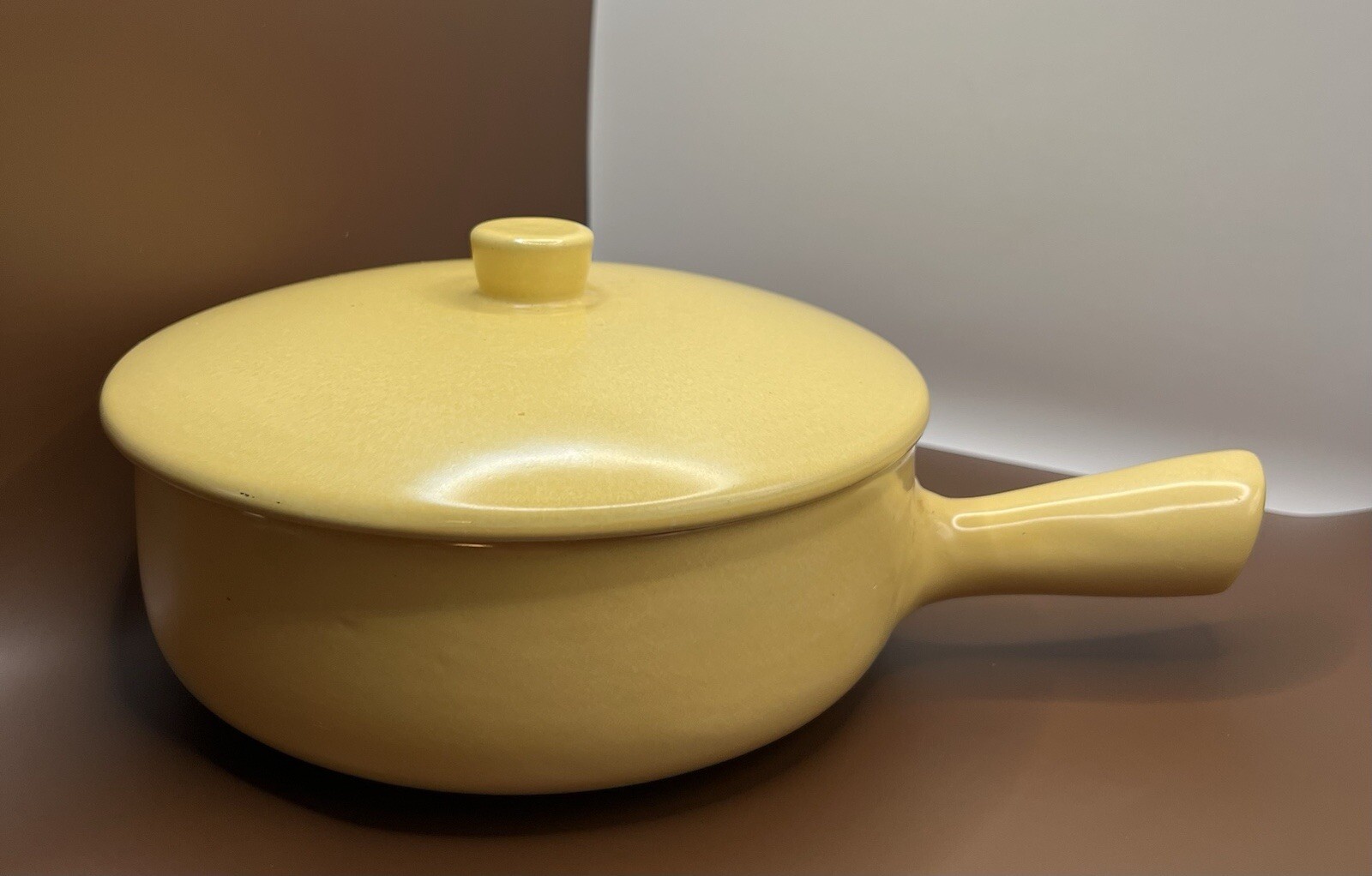 Vintage La Solana Large Yellow Casserole With Lid MCM 1 1/2-2 Quart Pottery