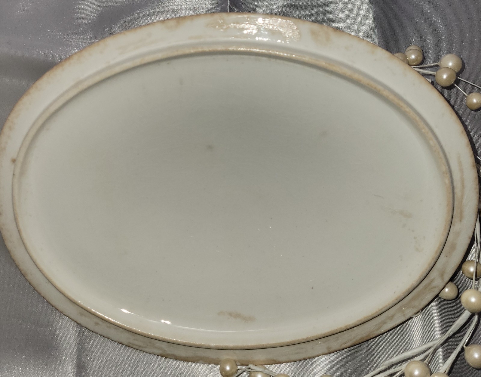 Vtg Royal China International Covered Casserole W/Pink Rose Garland Blue Scroll