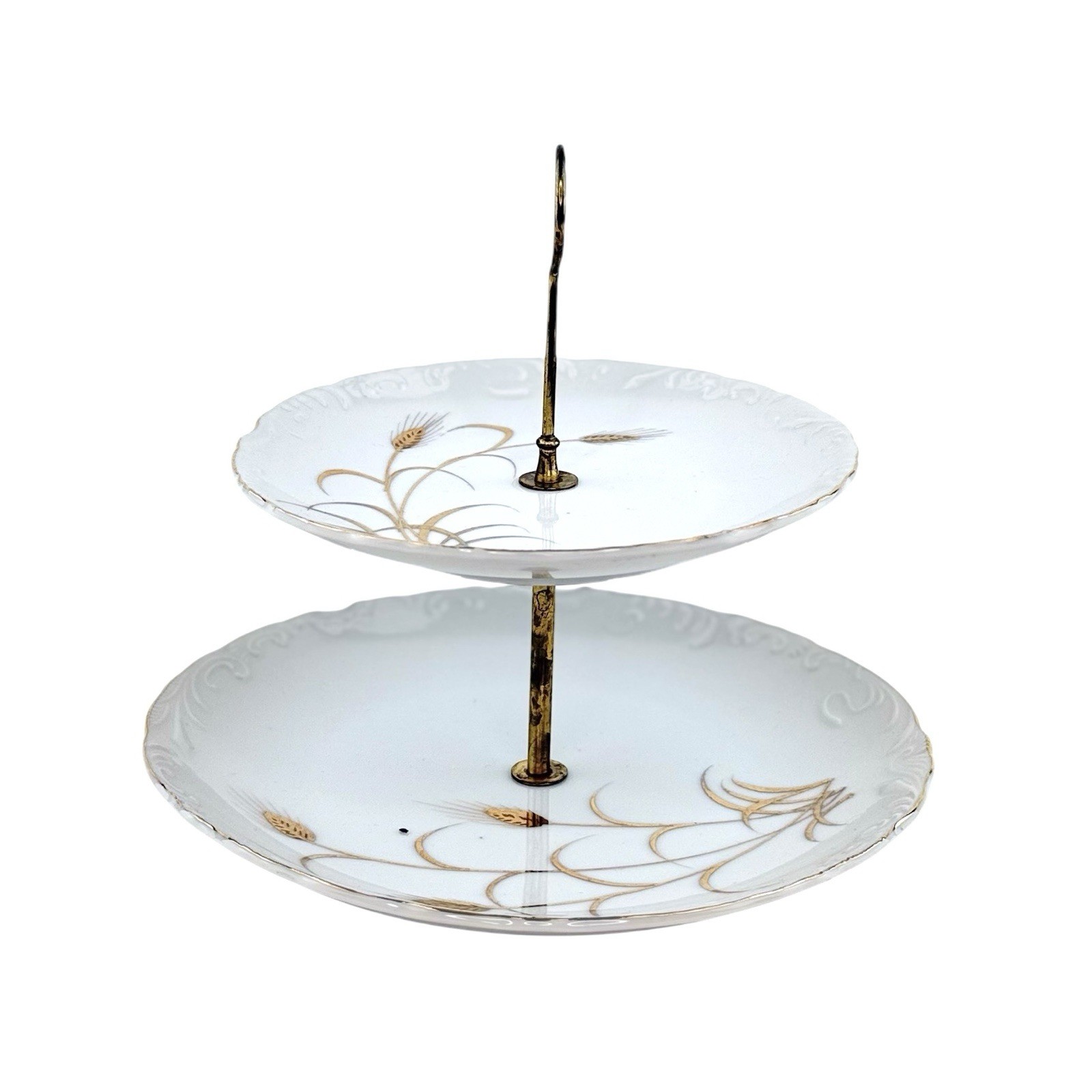 Vintage Lipper & Mann Two Tiered Tidbit Server Golden Wheat Pattern Fine China