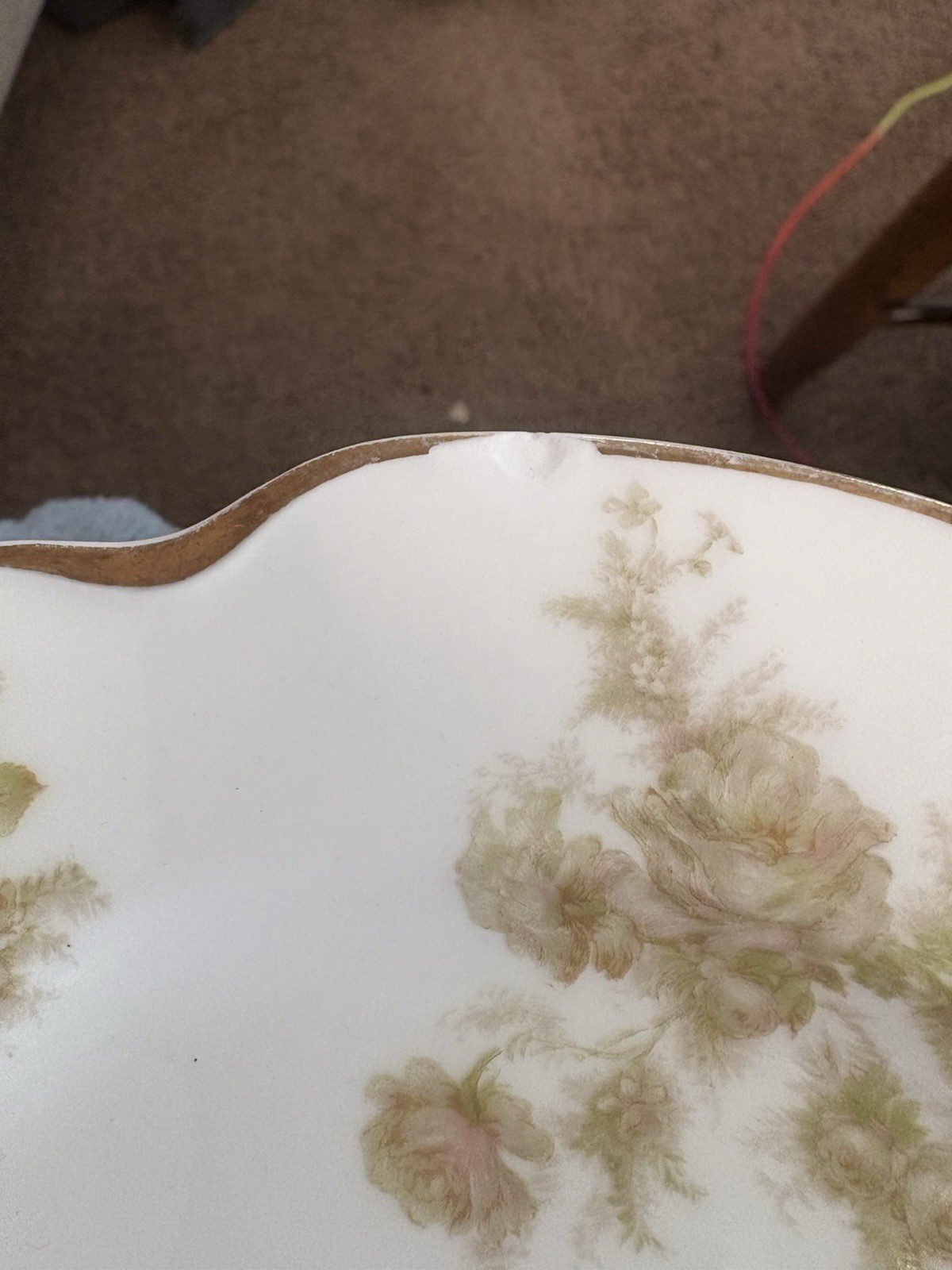 Set 2 Haviland France Limoges Plates Roses One Plate Has Small Chip See Picture