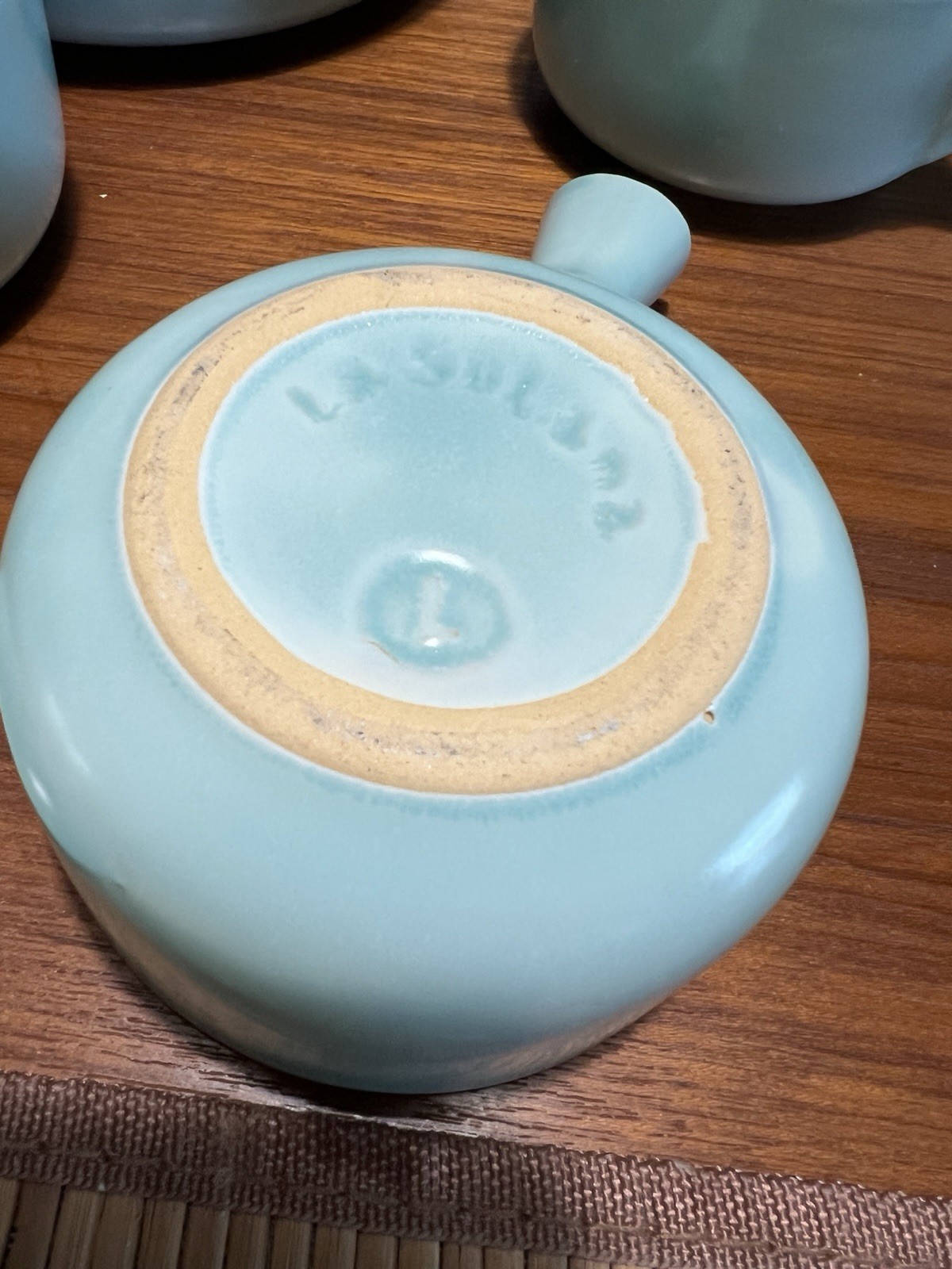 Vintage La Solana Pottery Aqua Blue 10 Pc Covered Handled Dish Bowl Set