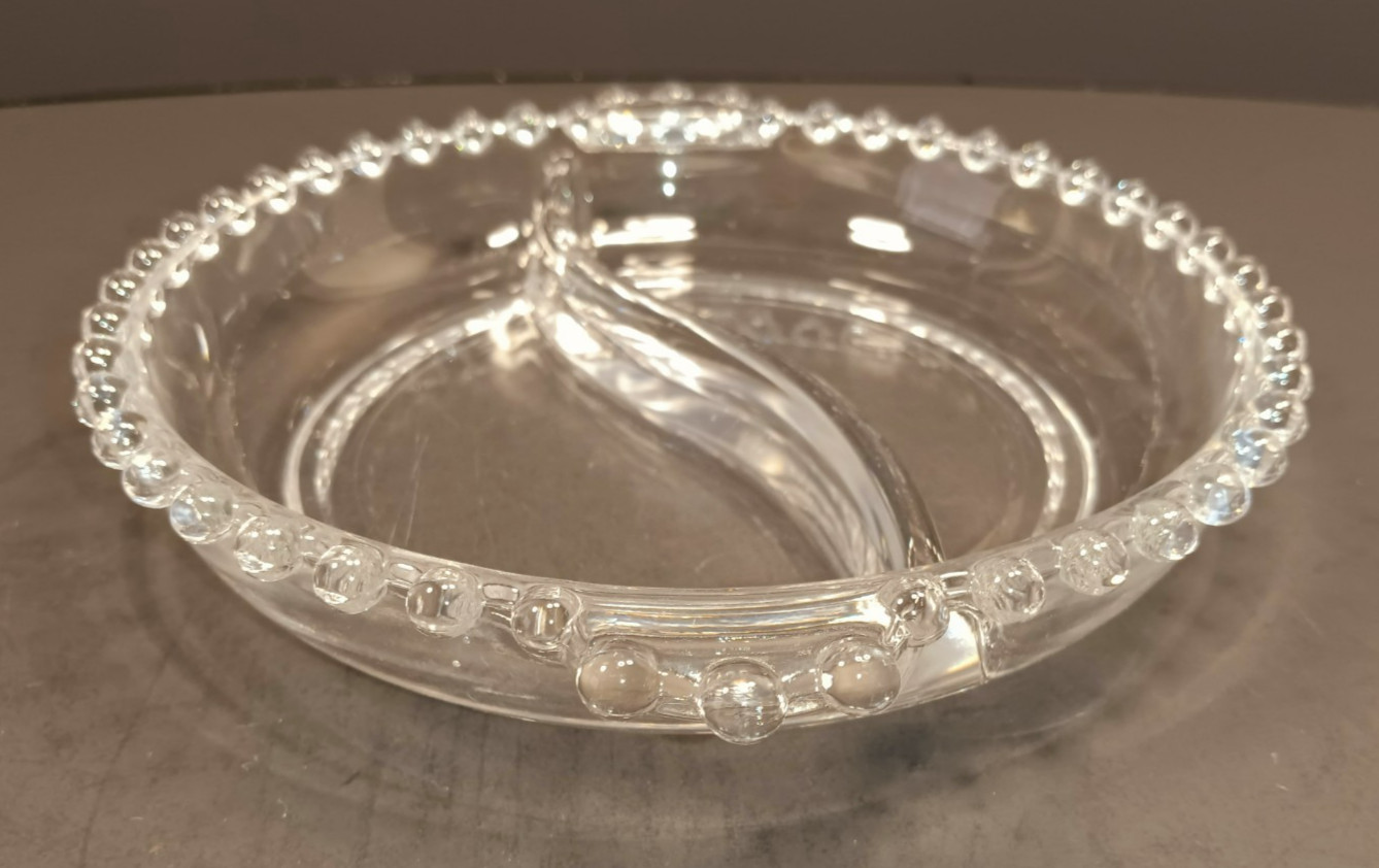 Vintage Imperial Glass Candlewick Divided Relish Tray with Handles