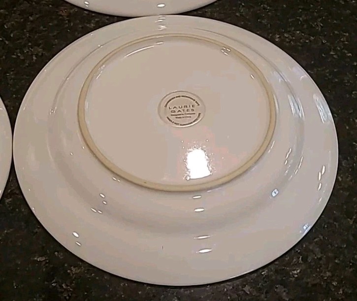 SET OF 4 Laurie Gates MONTEREY Gray Stoneware 10.75″ Dinner Plates