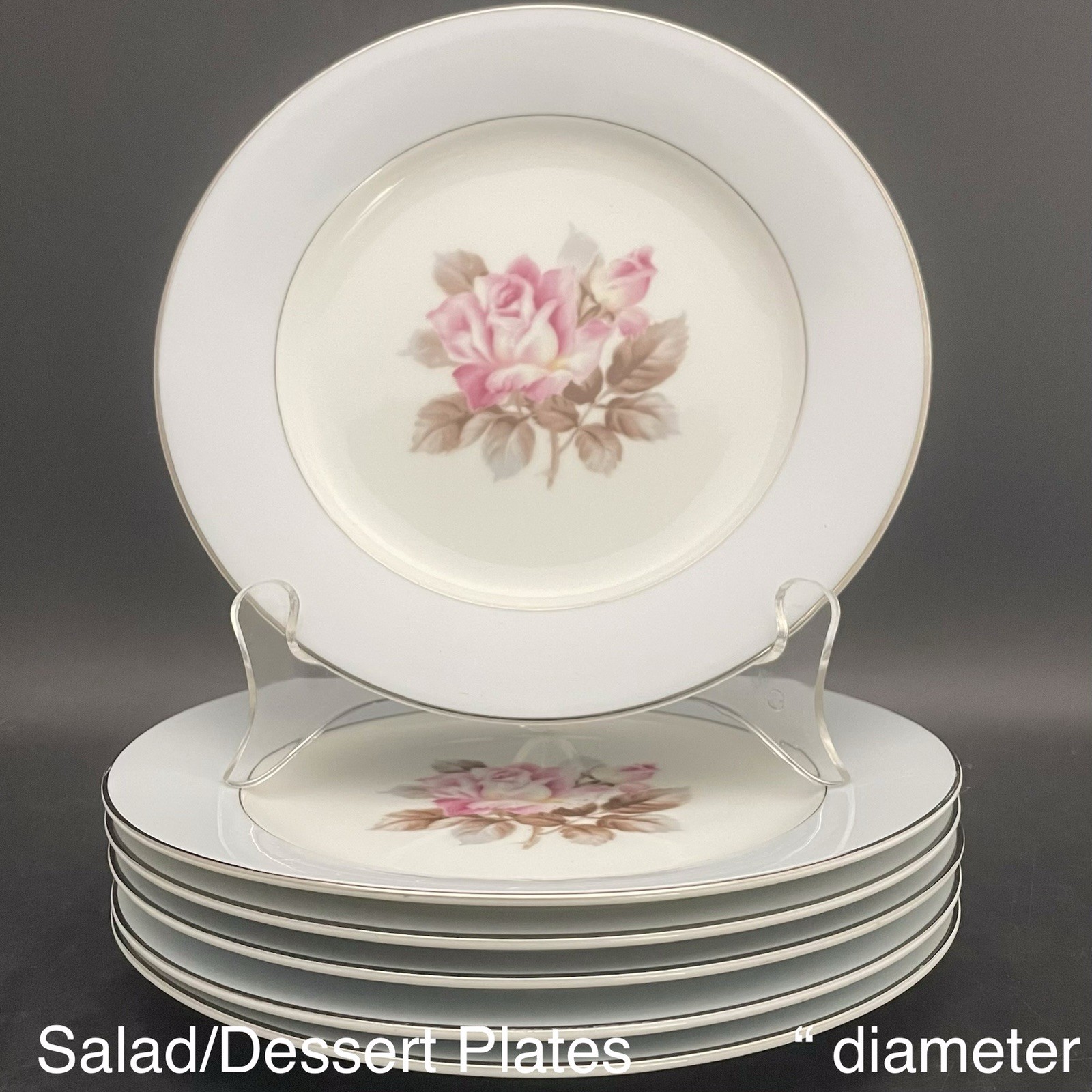 Noritake Nippon Toki Kaisha 1584 Rose Blue Platinum 46pc Dinnerware for 6 c1947
