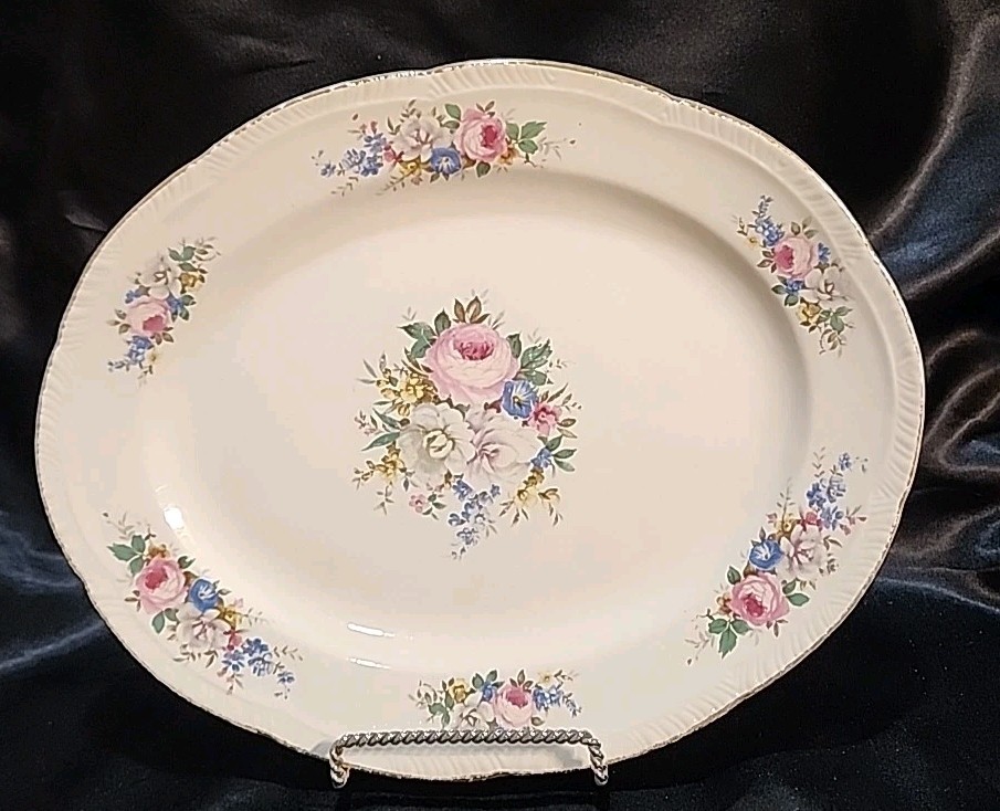 homer laughlin virginia rose Sprintime 11 3/4 Approx inch Platter 1950 Vintage