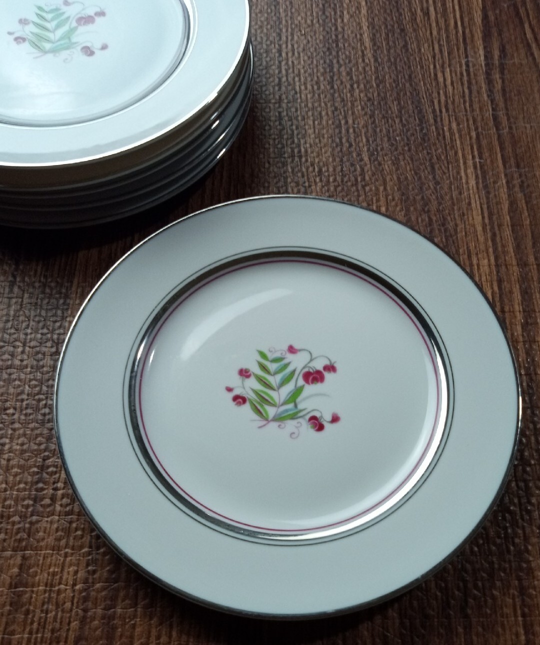 Vintage Fine China Of Japan Platinum Beauty Salad Plates 7.5″ Set Of 6