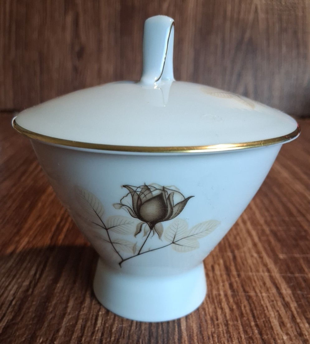 Rosenthal Porcelain Set Teapot Tea Pot Creamer Sugar Bowl Shadow Rose Vintage