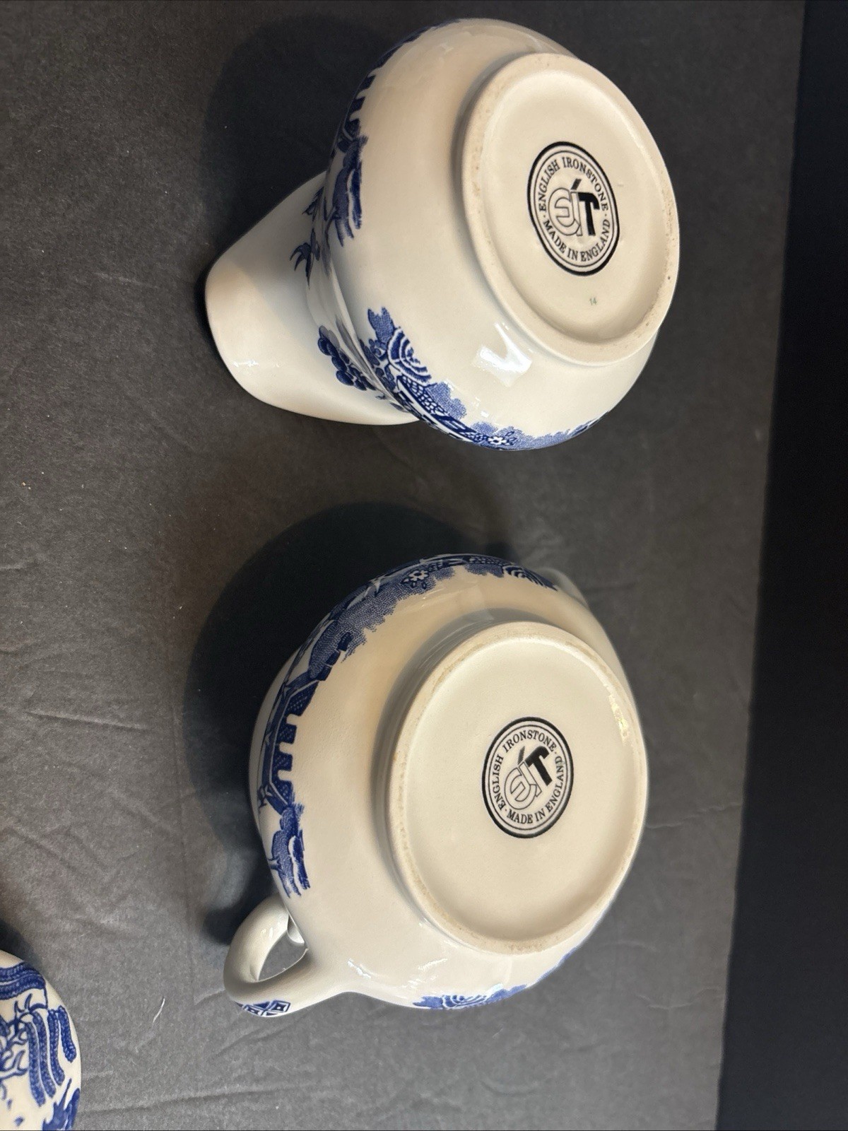 Vintage Blue Willow Creamer And Sugar Bowl Set – and spoon rest