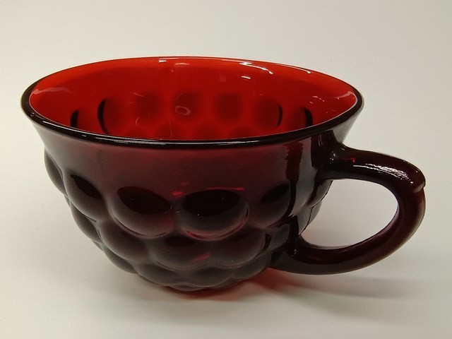 Anchor Hocking Red Royal Ruby Bubble Bullseye Tea Cup 1963 REDB25