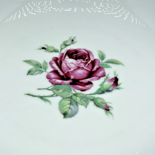 Treasure Chest Bavaria China First Love Serving Bowl 9.5″ Pink Rose Gold Trim