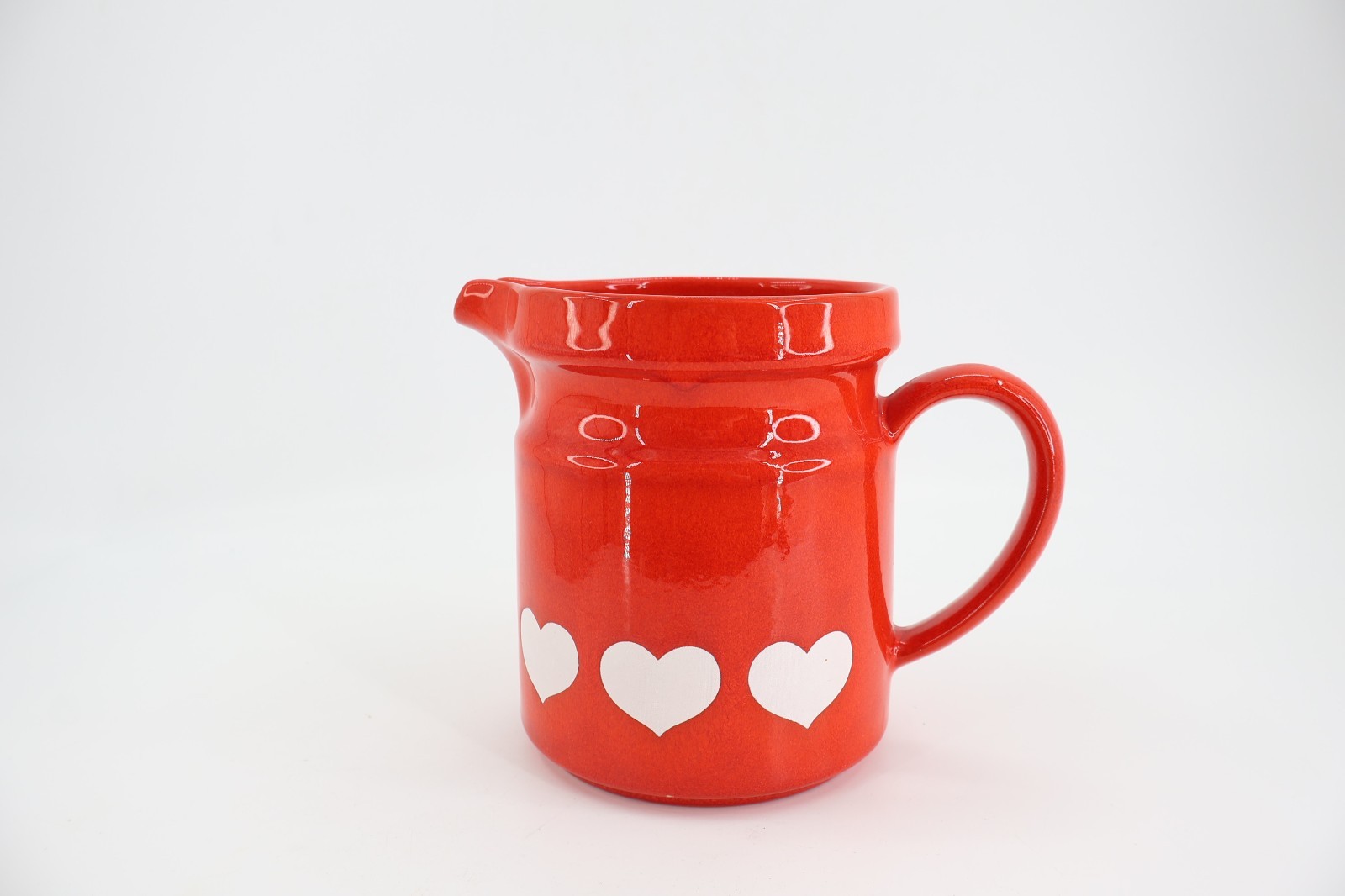 Waechtersbach Red White Hearts Creamer Pitcher Germany Earthenware 5.5″