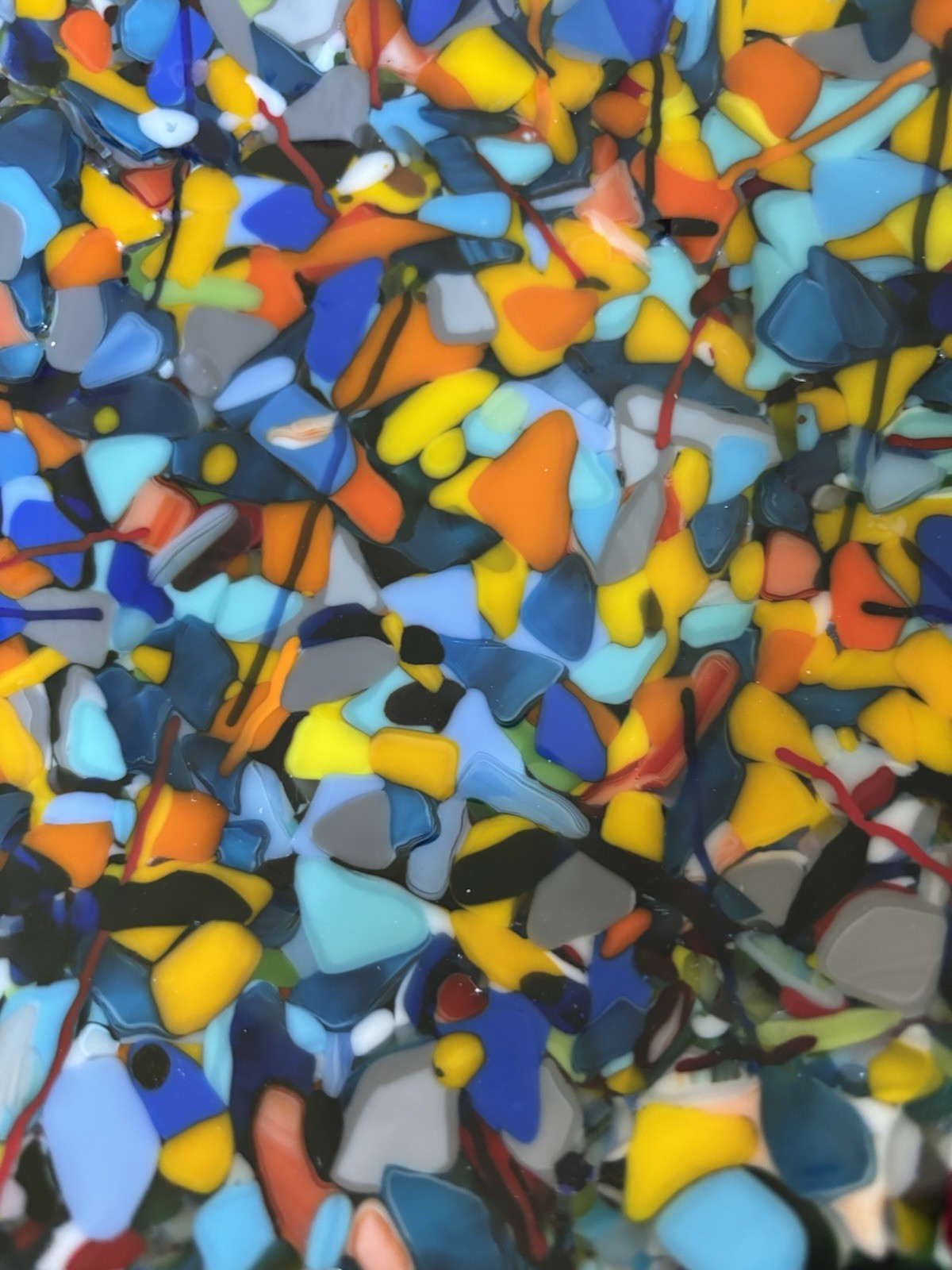 FUSED GLASS Heavy 10″ scalloped Confetti Bowl/colorful, fun, original and OOAK