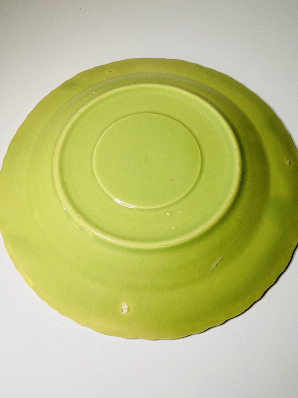 Hollydale Pottery Saucer Swirl Edge Chartreuse Green Vintage California