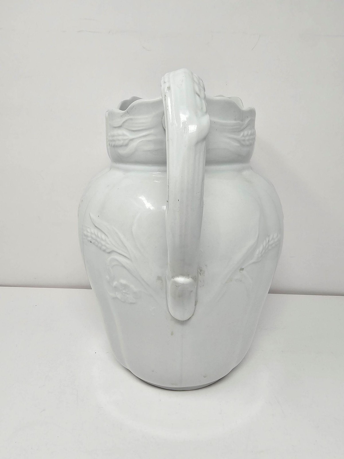 Antique Wheat And Rose 11″ White Ironstone Pitcher Alfred Meakin England 1800’s