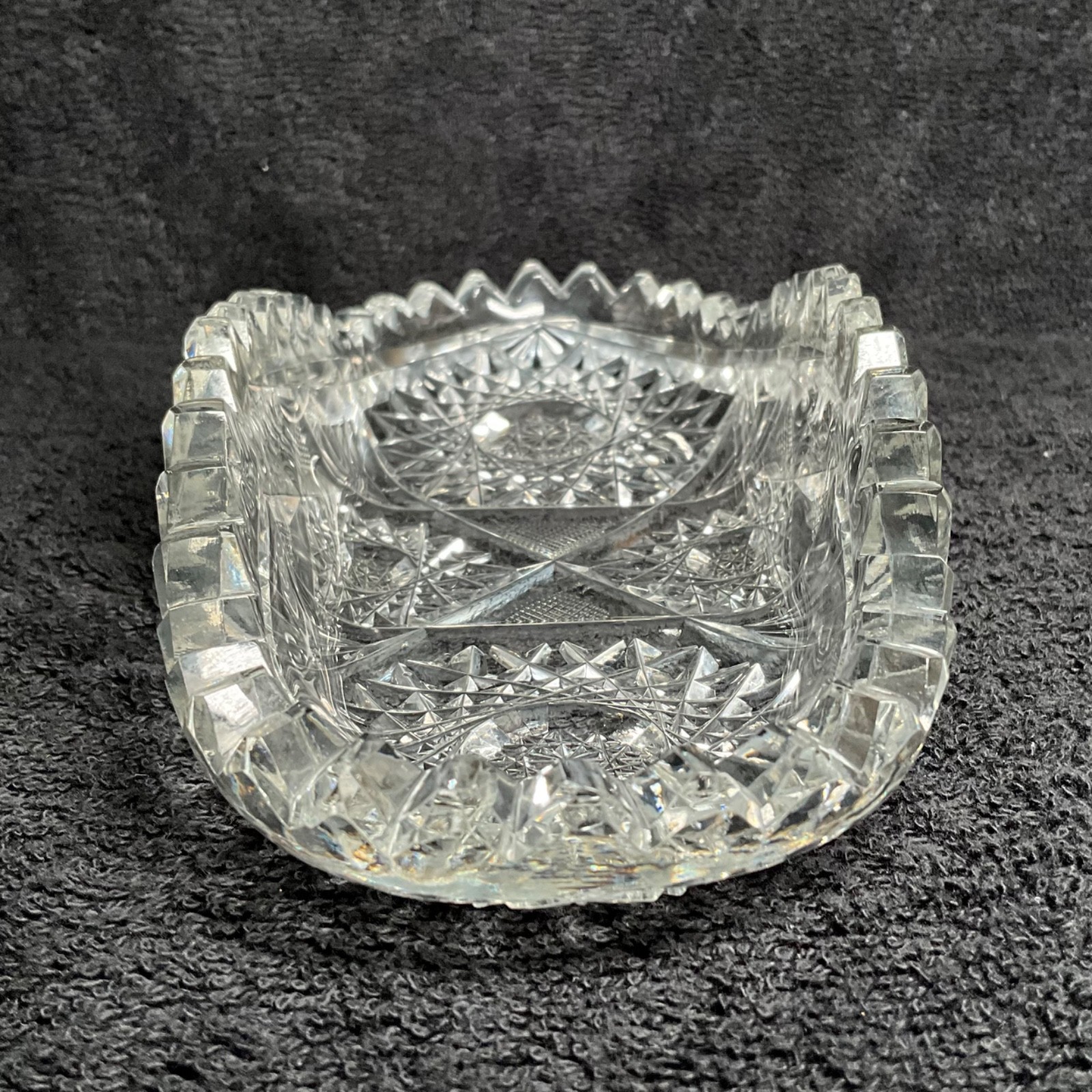 VTG-American Brilliant Period Deep Cut Crystal Glass Oblong CeleryRelish Boat 7”